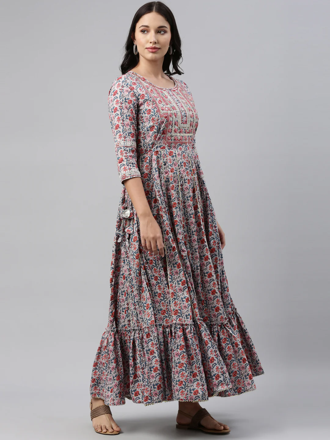 Neerus Printed Color Cotton Fabric Tunic - Image 4