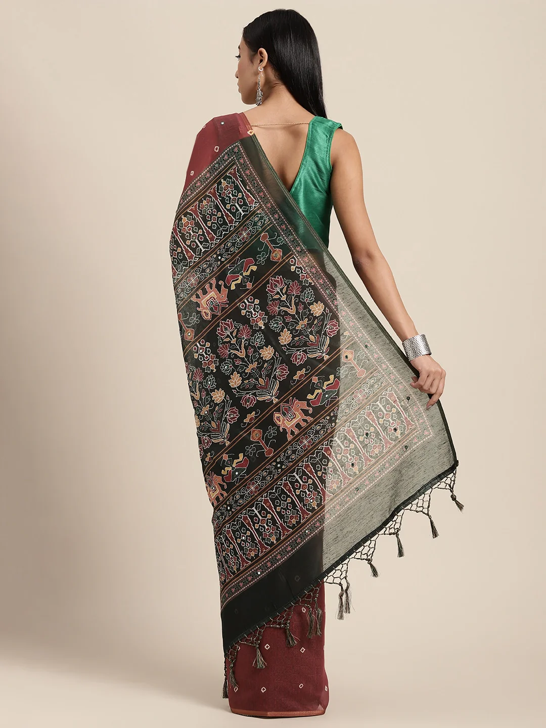 Neerus Printed Color Dupion Fabric Saree - Image 2