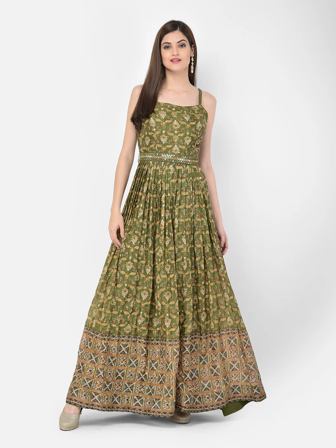 Neerus Printed Color Georgette Fabric Gown