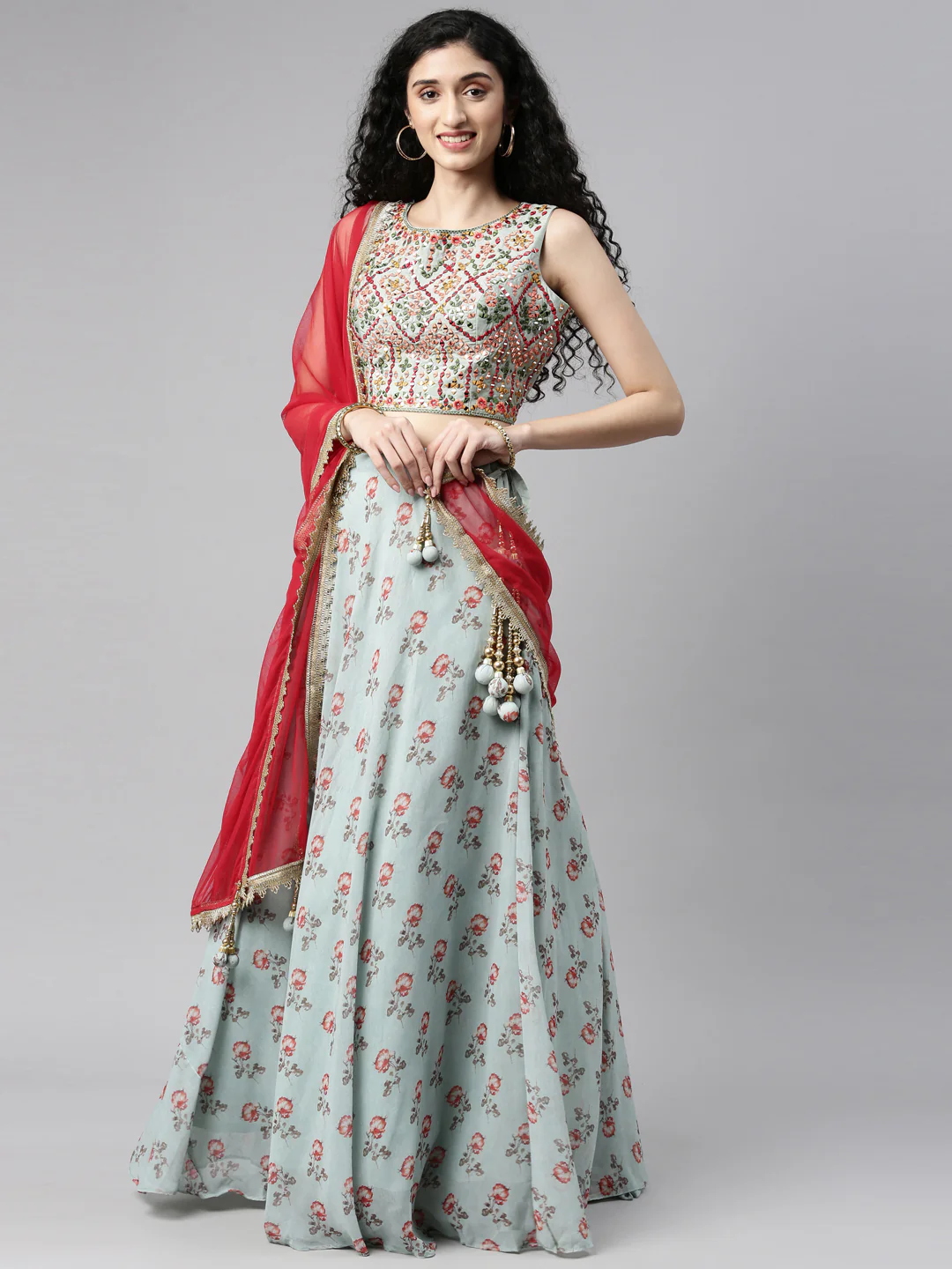 Neerus Printed Color Georgette Fabric Lehenga Choli - Image 32
