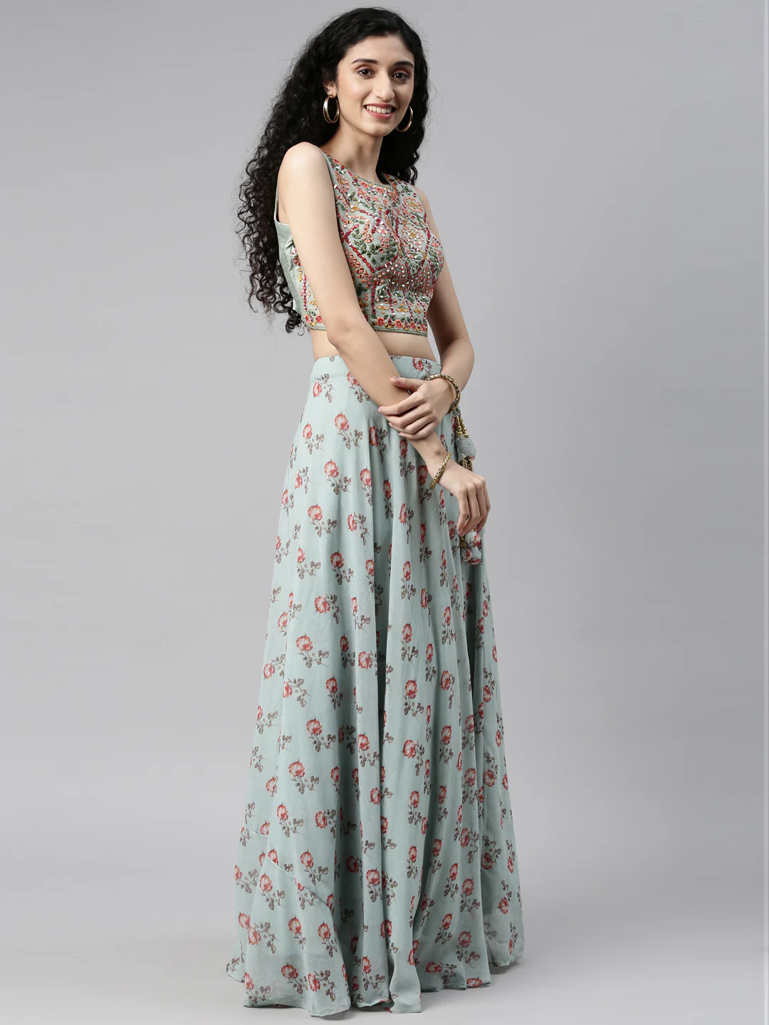 Neerus Printed Color Georgette Fabric Lehenga Choli - Image 8