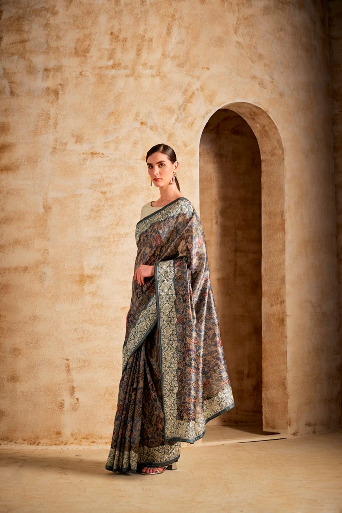 Neerus Printed Dupion Fabric Saree - Image 3