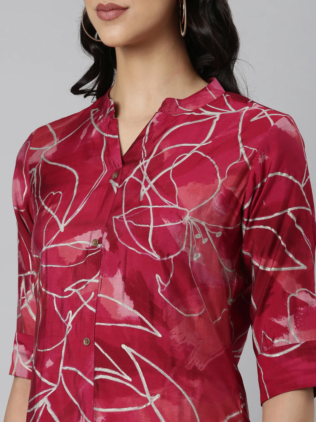 Neerus Purple Casual Floral Straight Kurta - Image 5