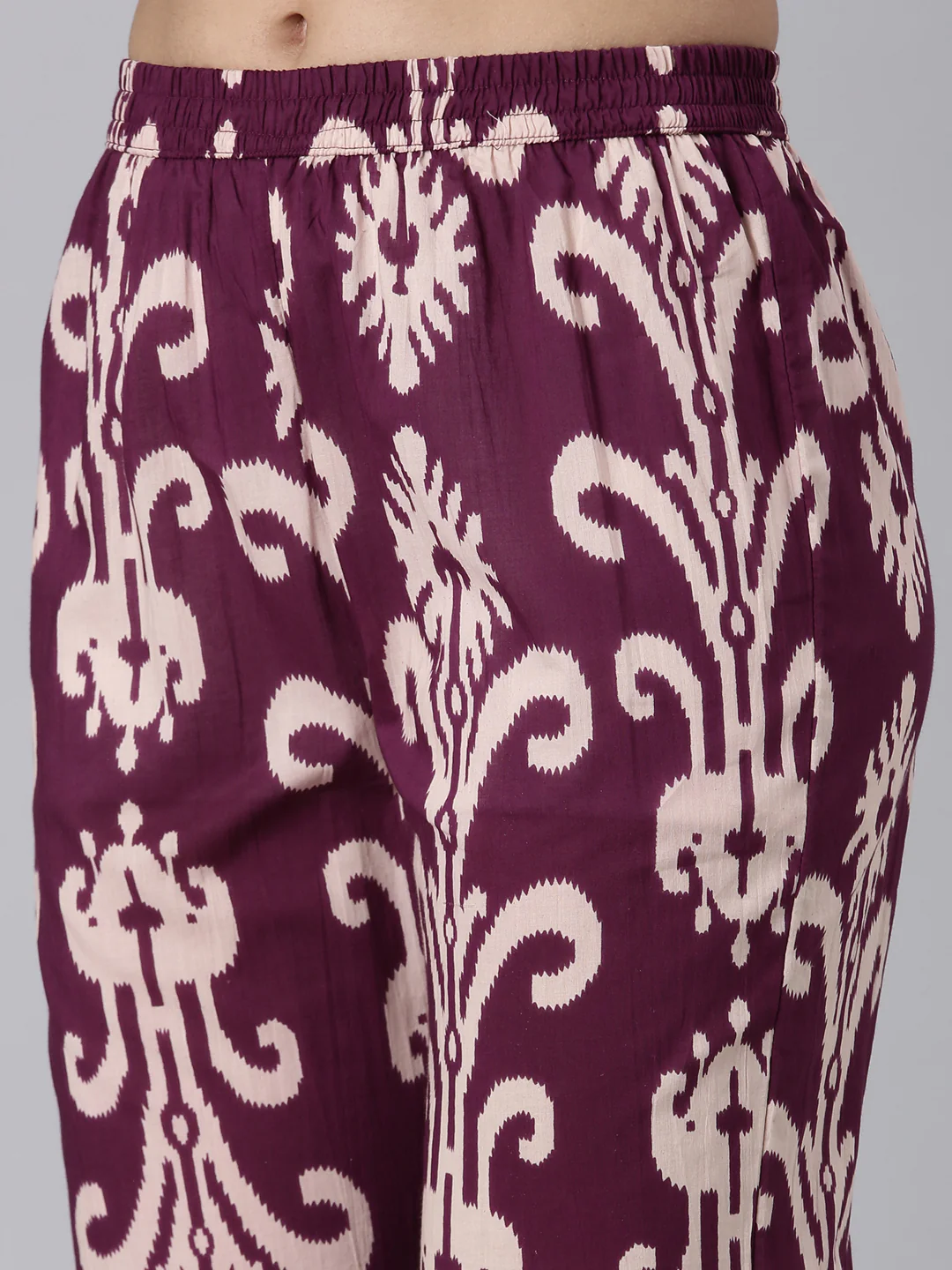 Neerus Purple Casual Printed Curved Kurta and Trousers - Image 6