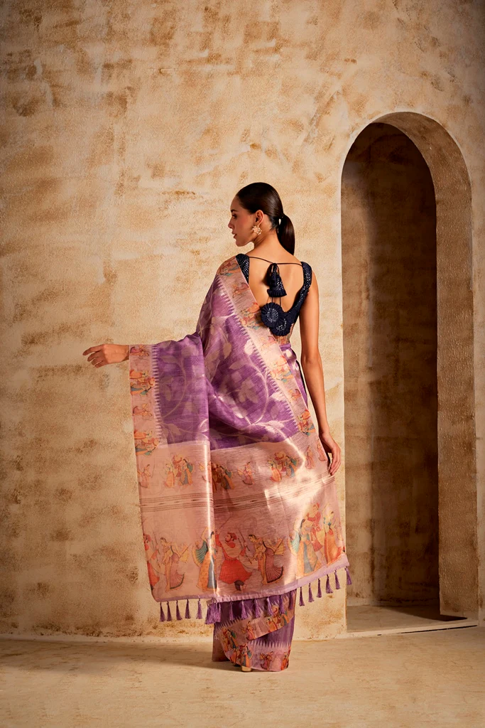 Neerus Purple Color Banaras Color Saree - Image 4