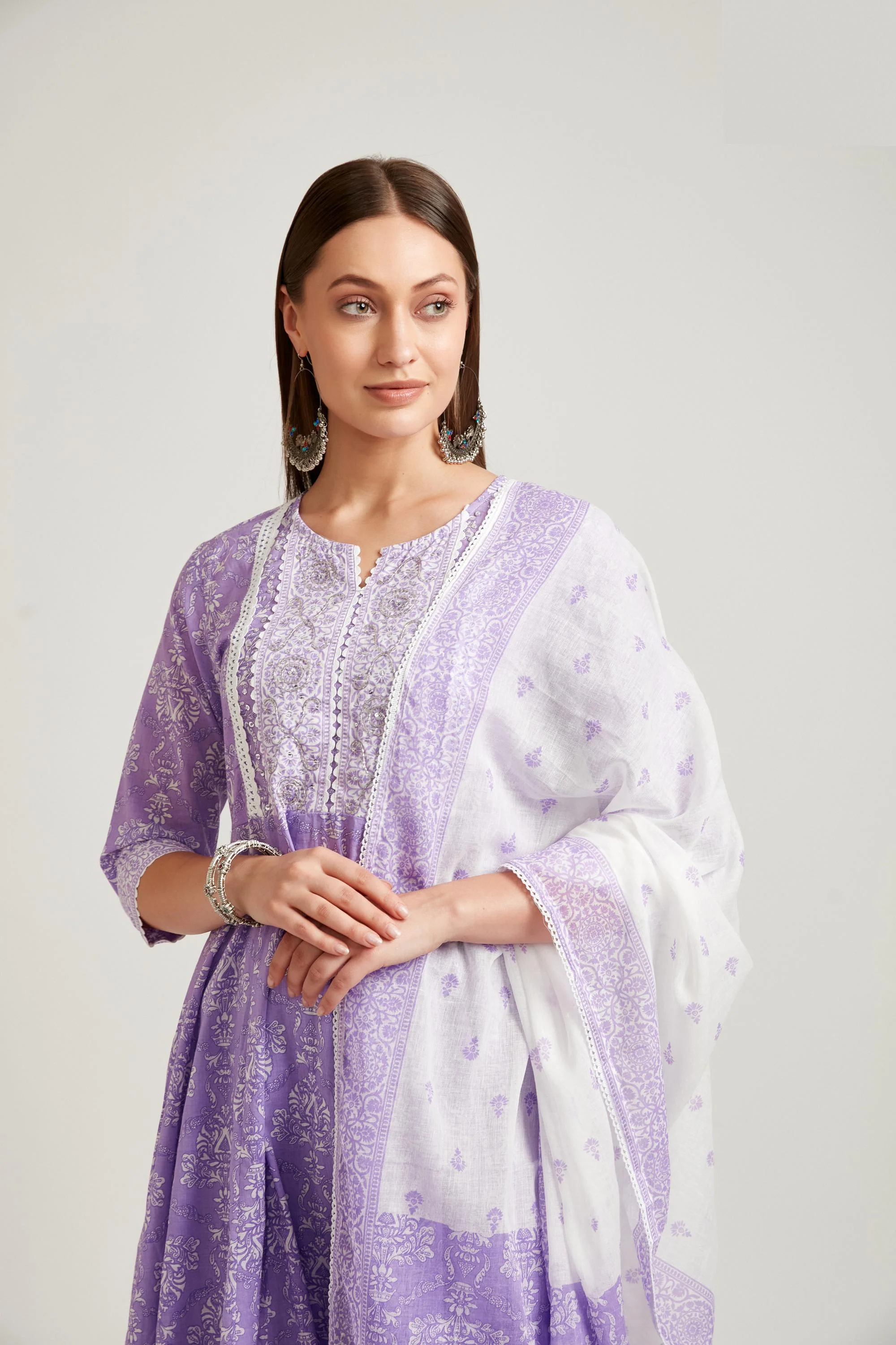 Neerus Purple Color Cotton Fabric Salwar Kameez - Image 3