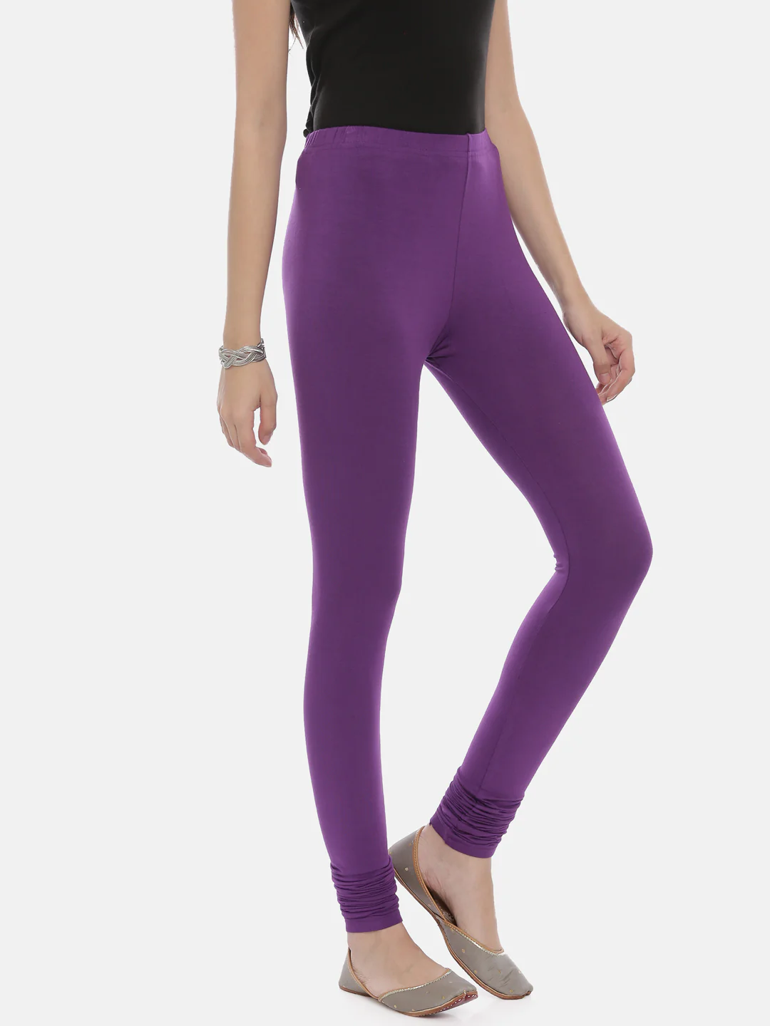 Neerus Purple Color Lycra Fabric Leggings - Image 4