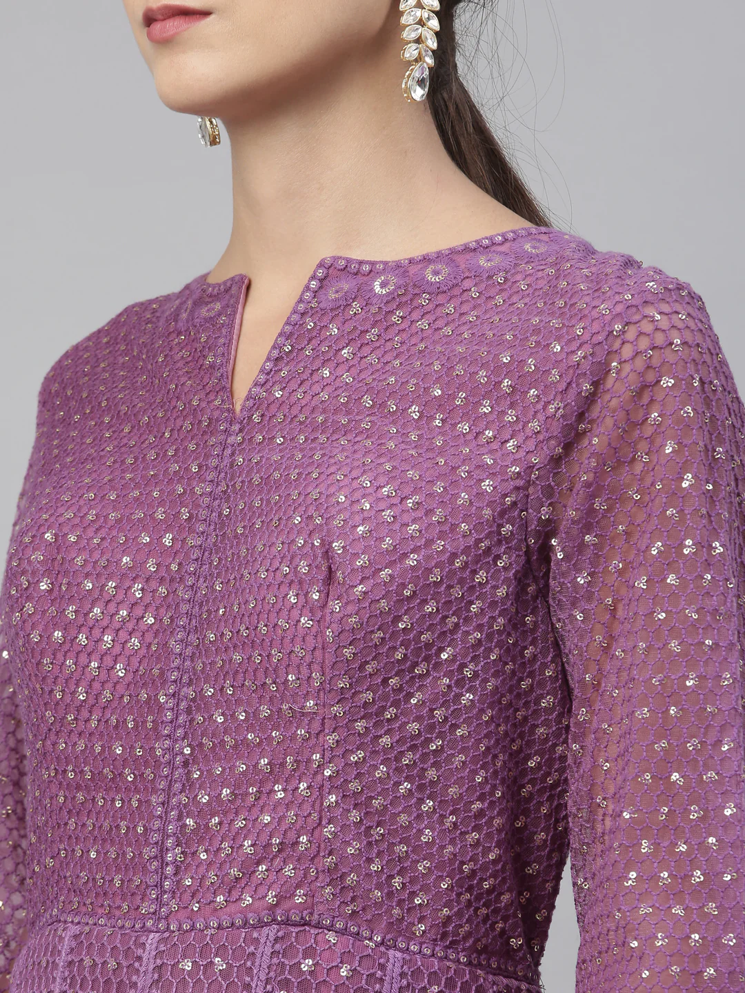 Neerus Purple Color Nett Fabric Gown - Image 31