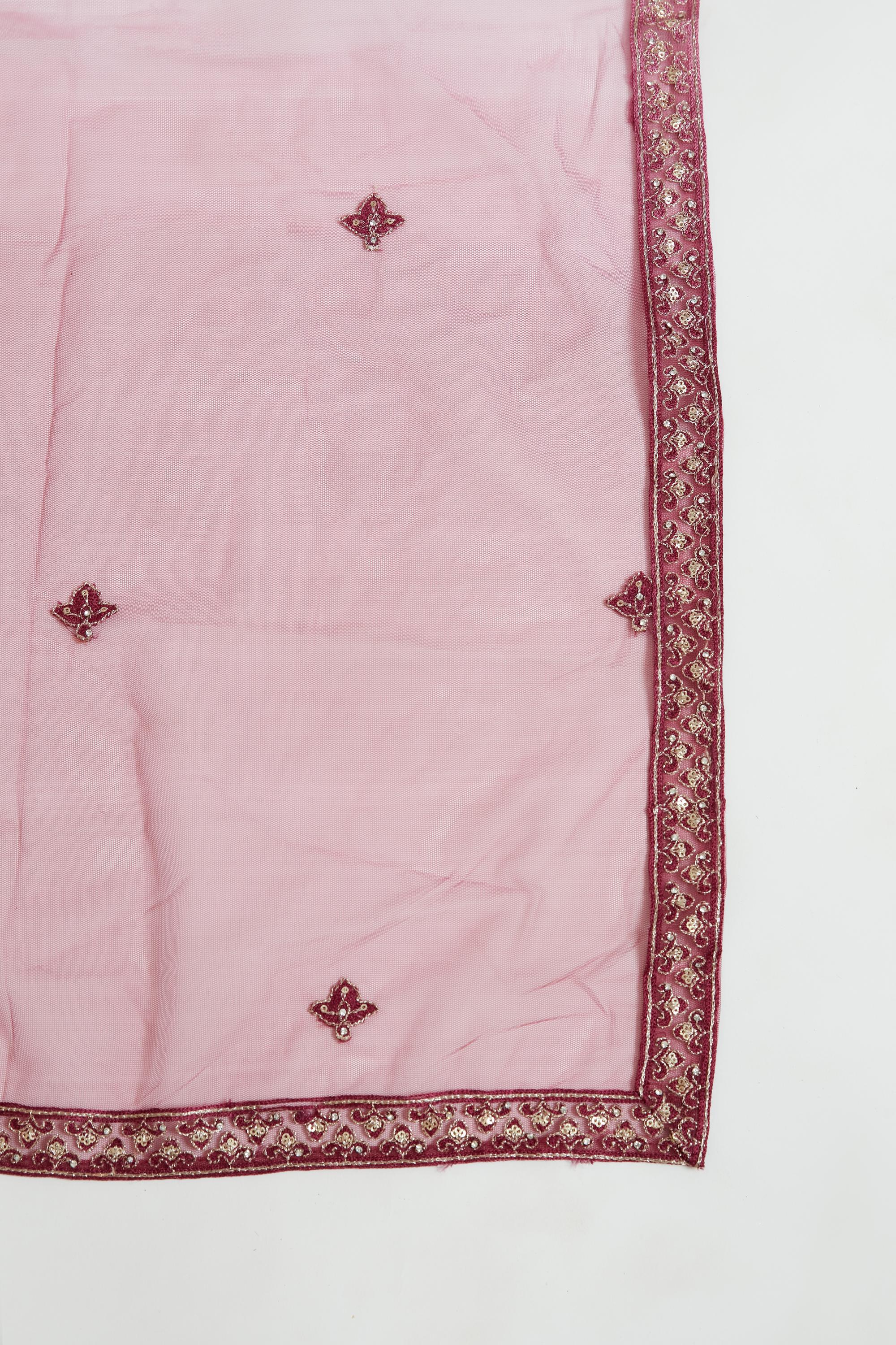 Neerus Purple Color Nett Fabric Gown With Dupatta - Image 4