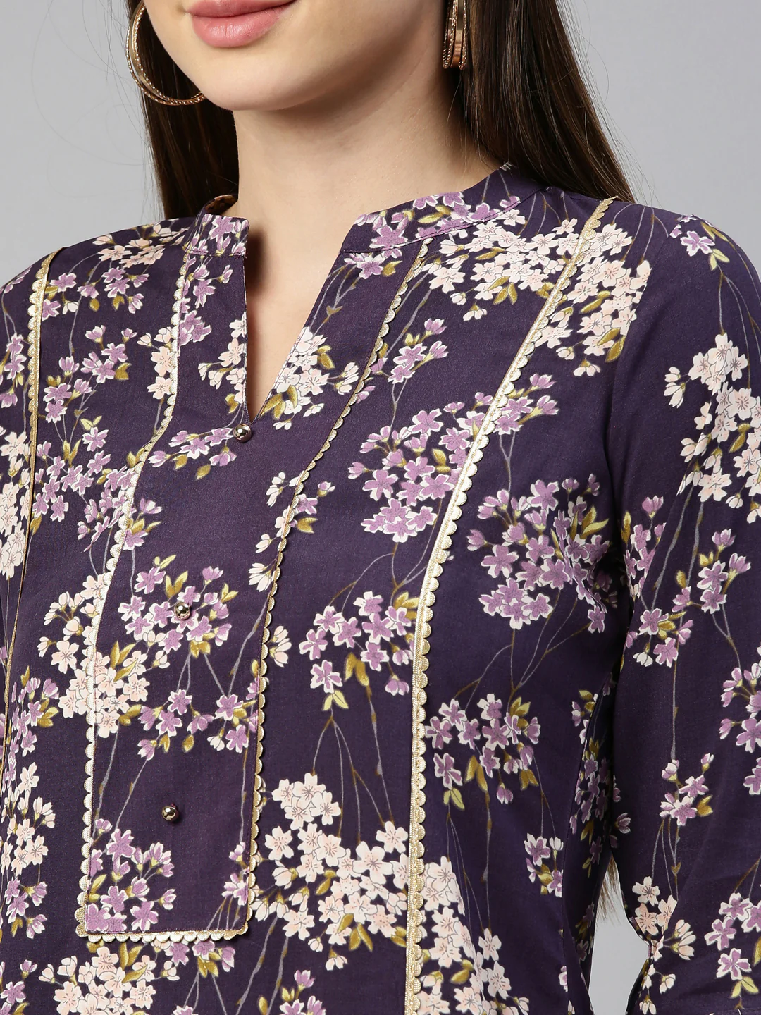 Neerus Purple Color Rayon Fabric Kurta - Image 8