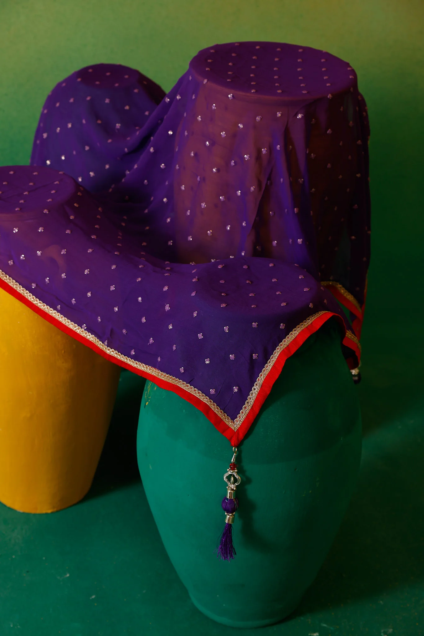 Neerus Purple Embroidery work Silk Fabric Ghagra Set - Image 8