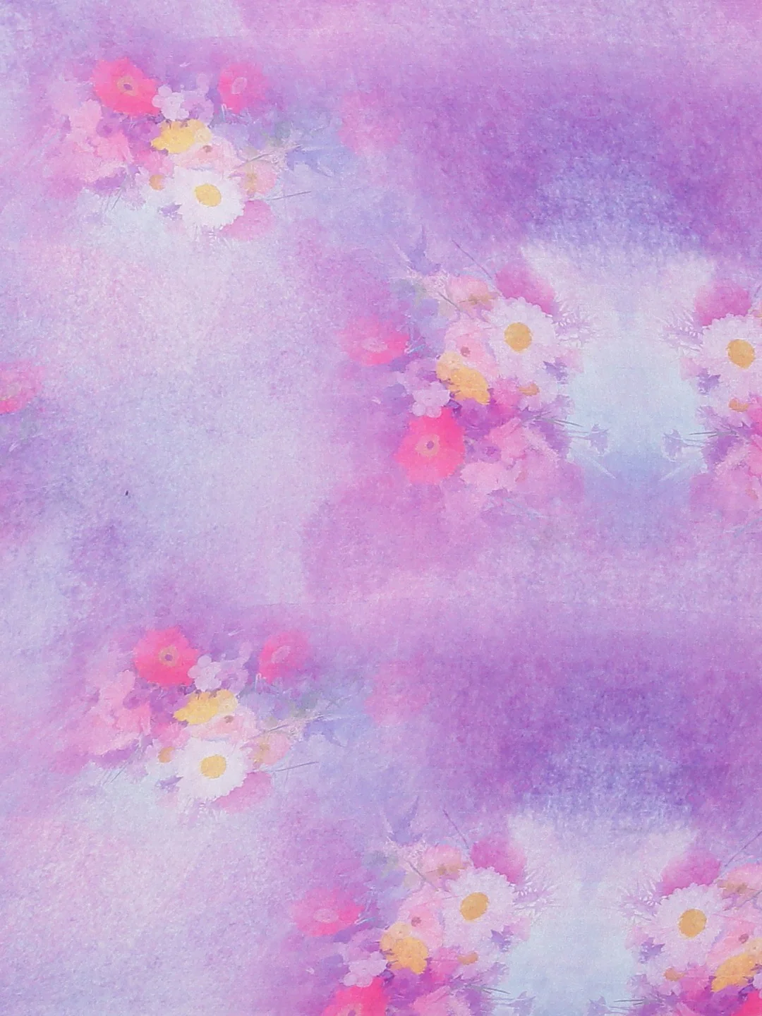 Neerus Purple Floral Printed Poly Crepe Saree - Image 6