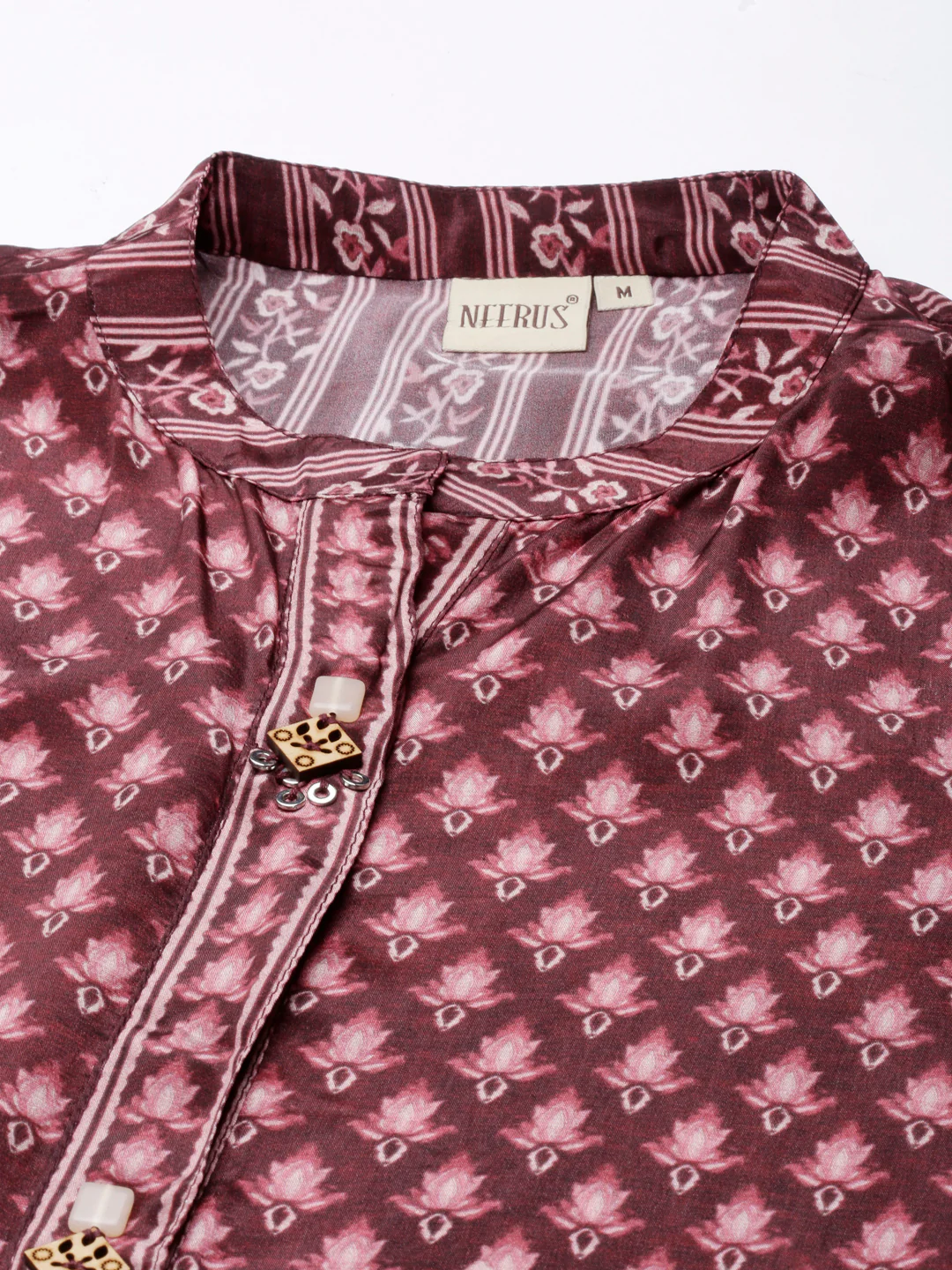 Neerus Purple High-Low Casual Printed Straight Kurtis - Image 4