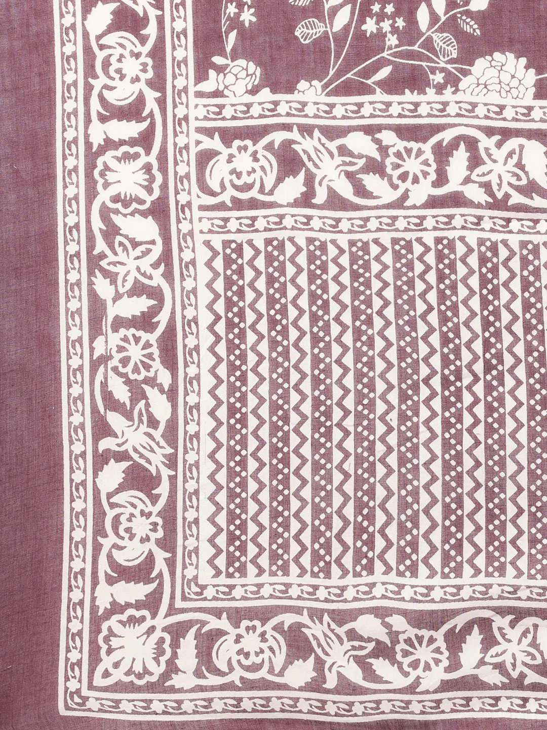 Neerus Purple Panelled Straight Printed Kurta And Trousers With Dupatta - Image 8