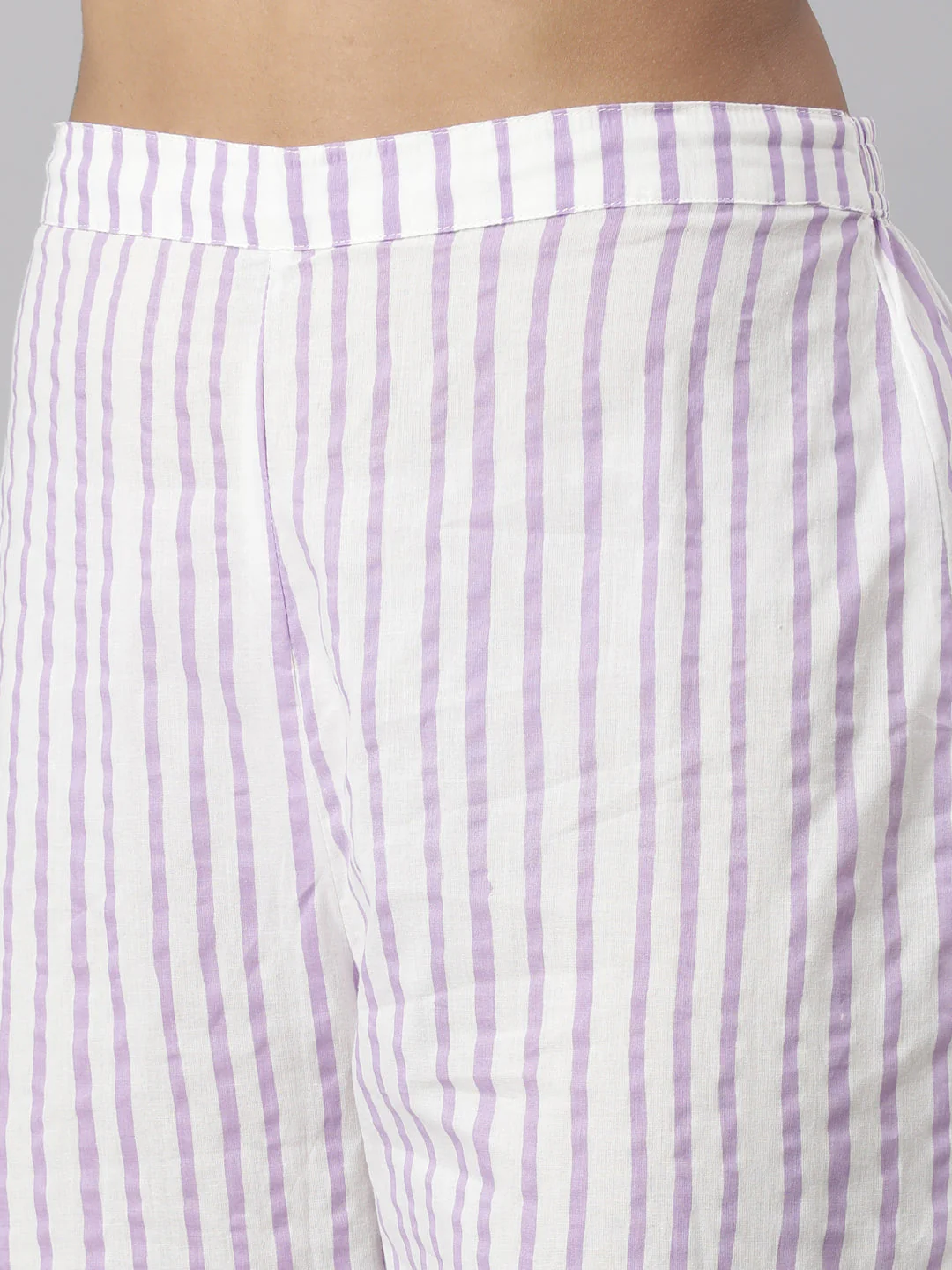 Neerus Purple Panelled Straight Printed Kurta And Trousers With Dupatta - Image 7