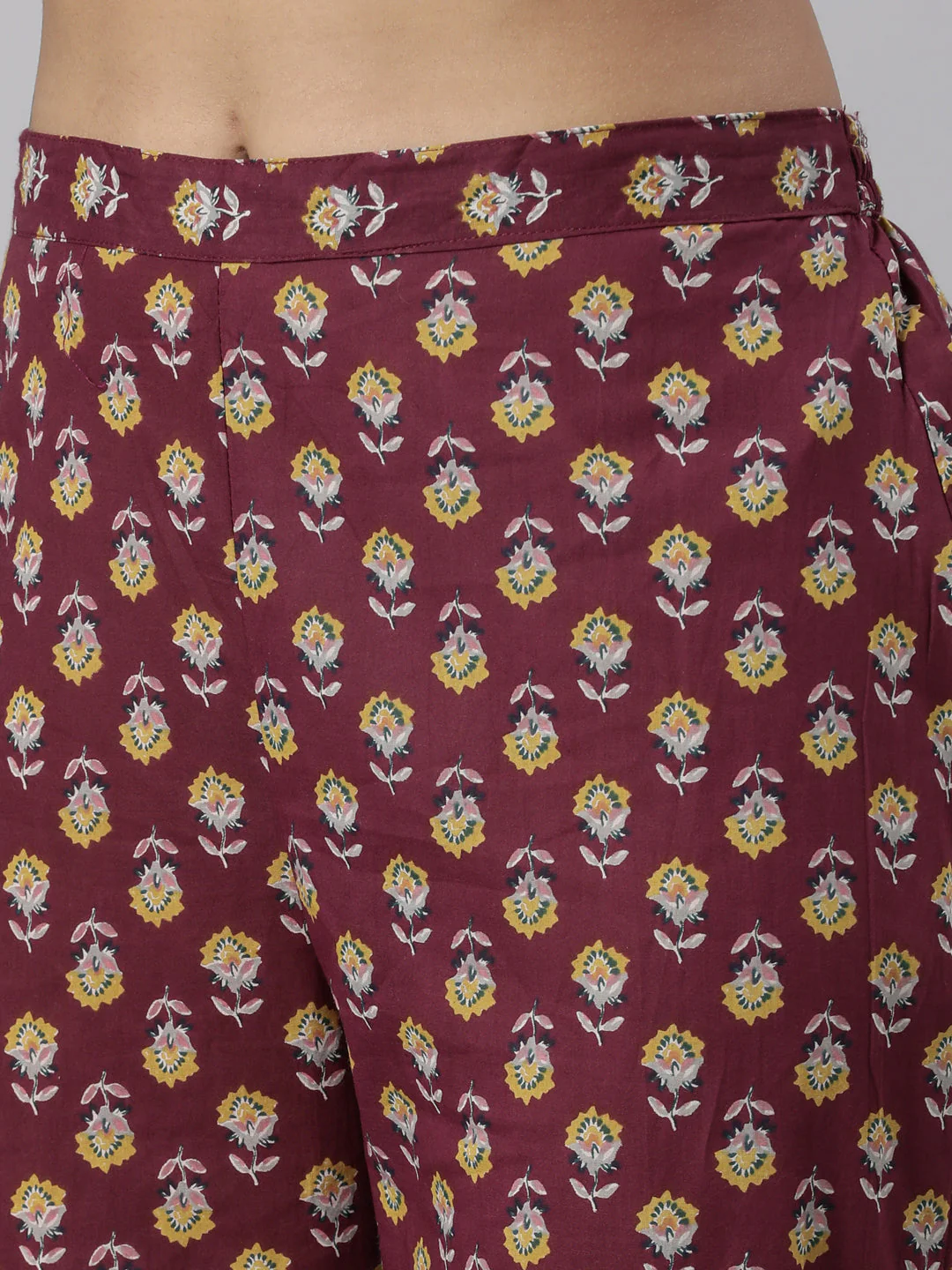 Neerus Purple Panelled Straight Printed Kurta And Trousers With Dupatta - Image 7