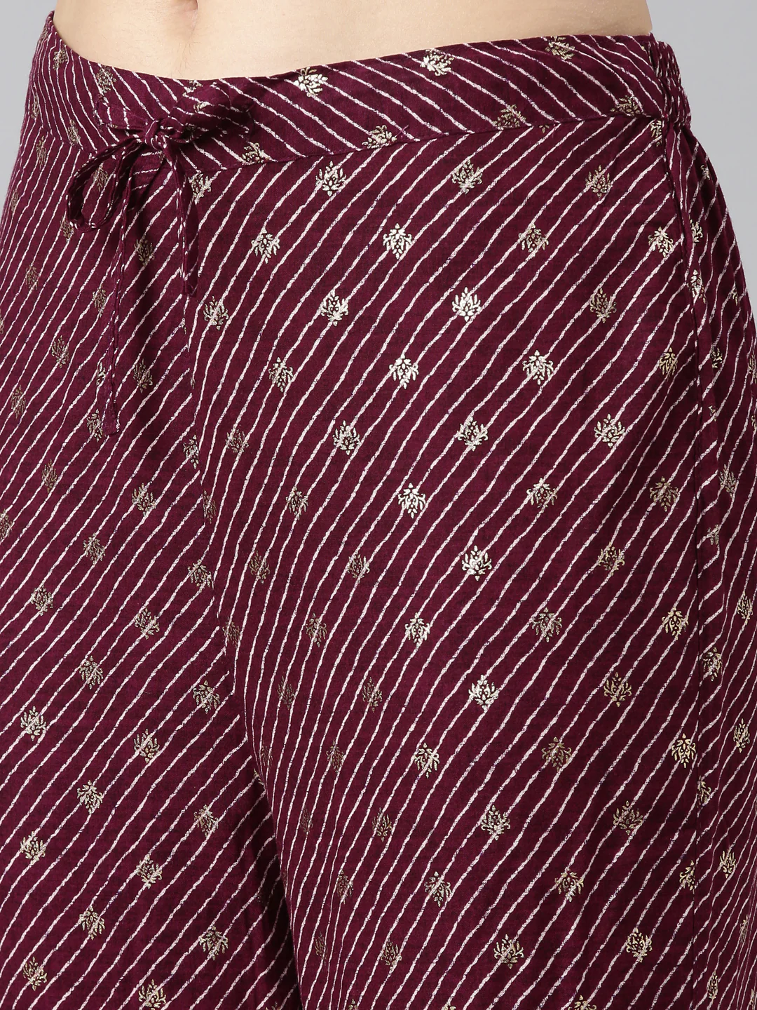 Neerus Purple Pleated Straight Embroidered Kurta And Trousers With Dupatta - Image 6