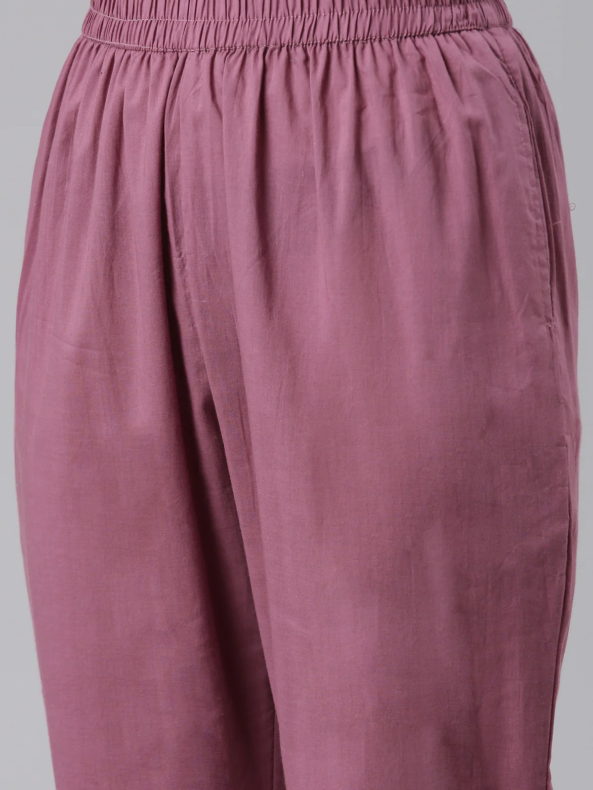 Neerus Purple Regular Calf Length Embroidered Kurta Solid Palazzos With Dupatta - Image 5