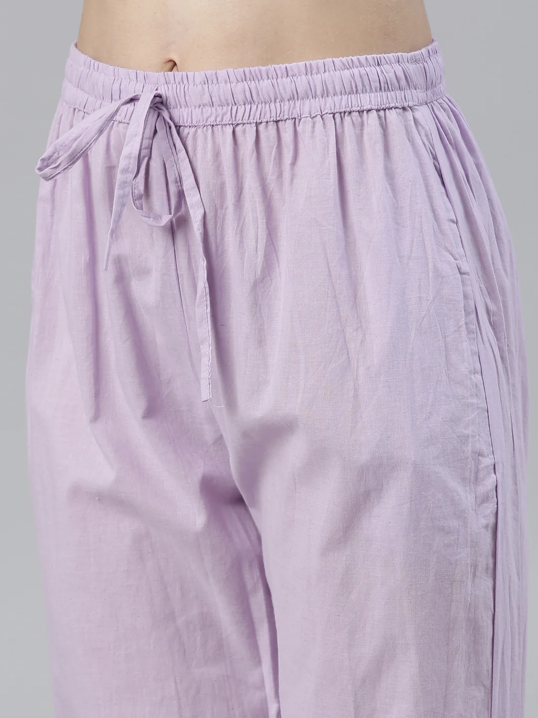 Neerus Purple Regular Knee Length Embroidered Kurta Solid Trousers With Dupatta - Image 6