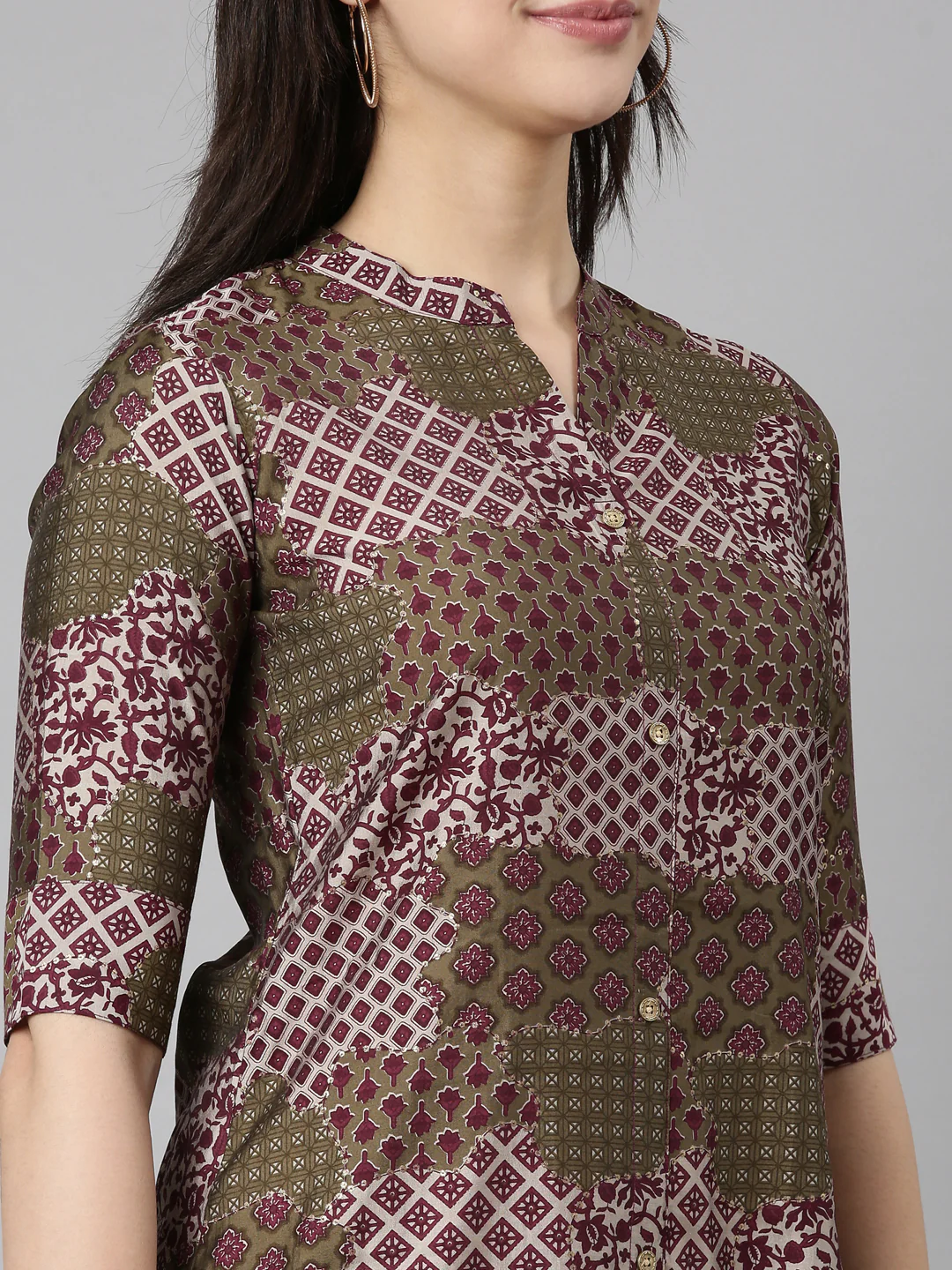 Neerus Purple Regular Straight Geometric Kurta - Image 4
