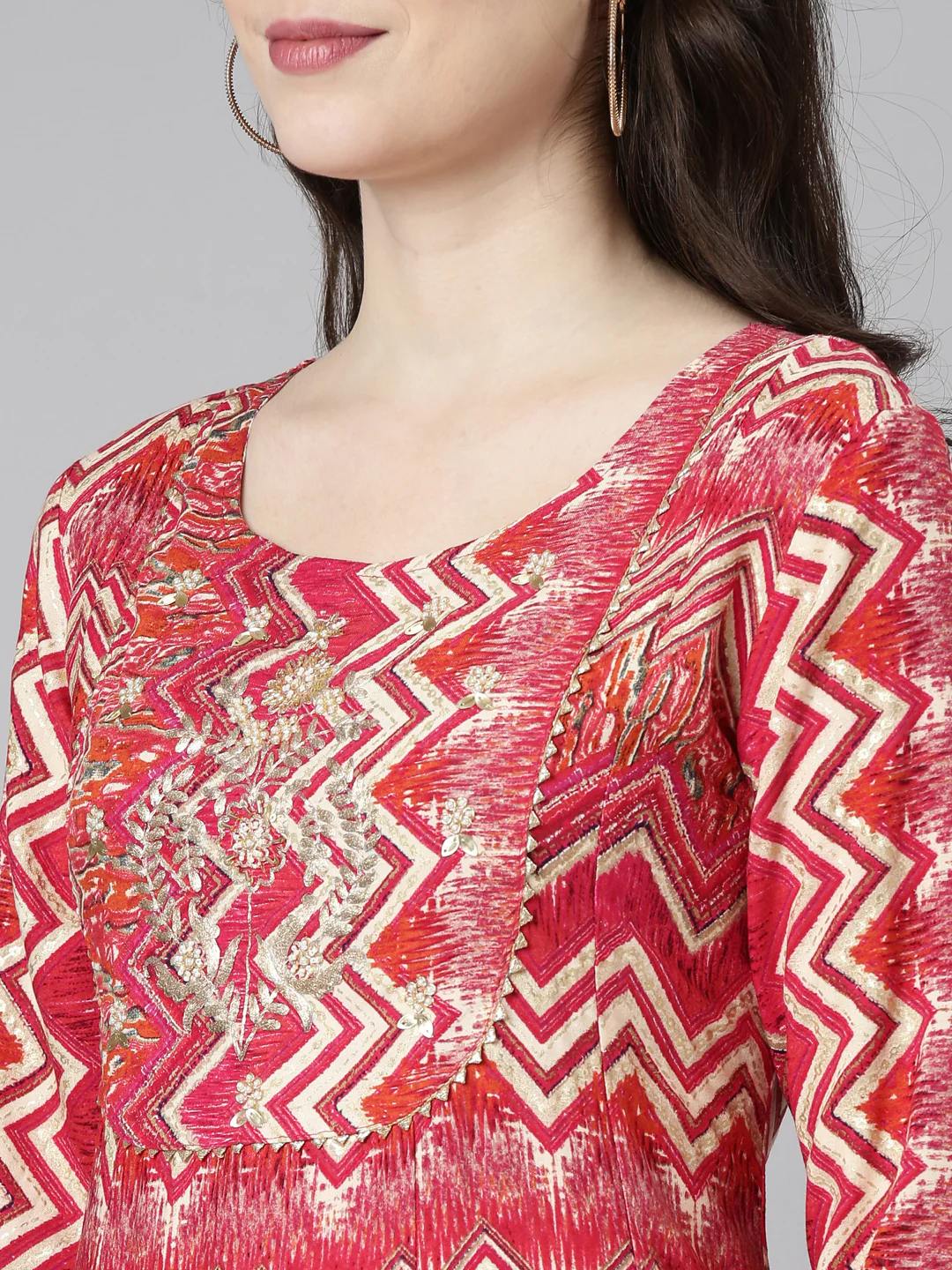 Neerus Purple Regular Straight Printed Kurta And Sharara With Dupatta - Image 4