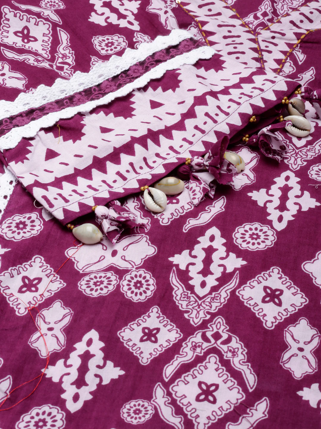 Neerus Purple Regular Straight Printed Kurta and Trousers With Dupatta - Image 4