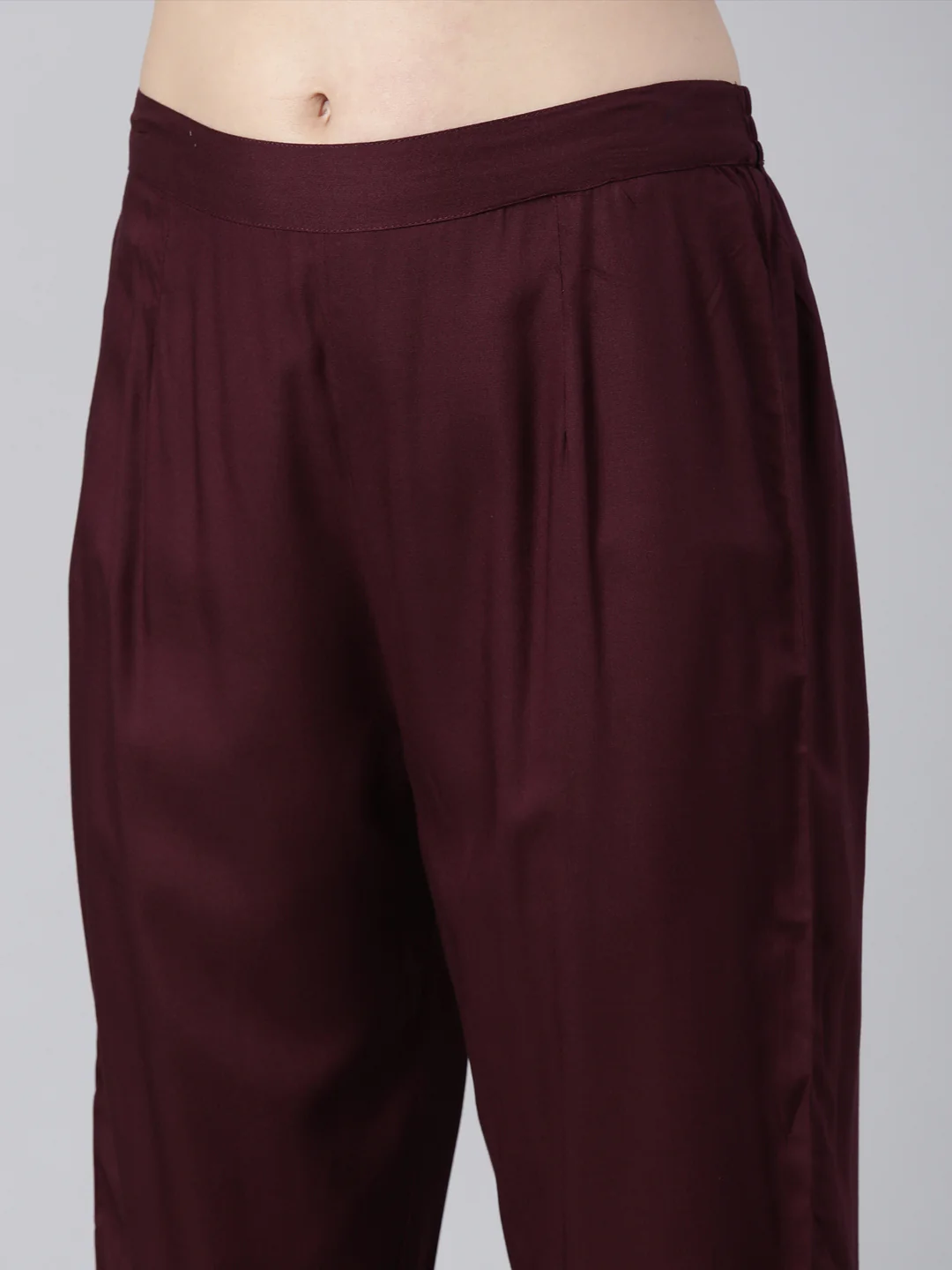 Neerus Purple Regular Straight Solid Kurta And Trousers - Image 5