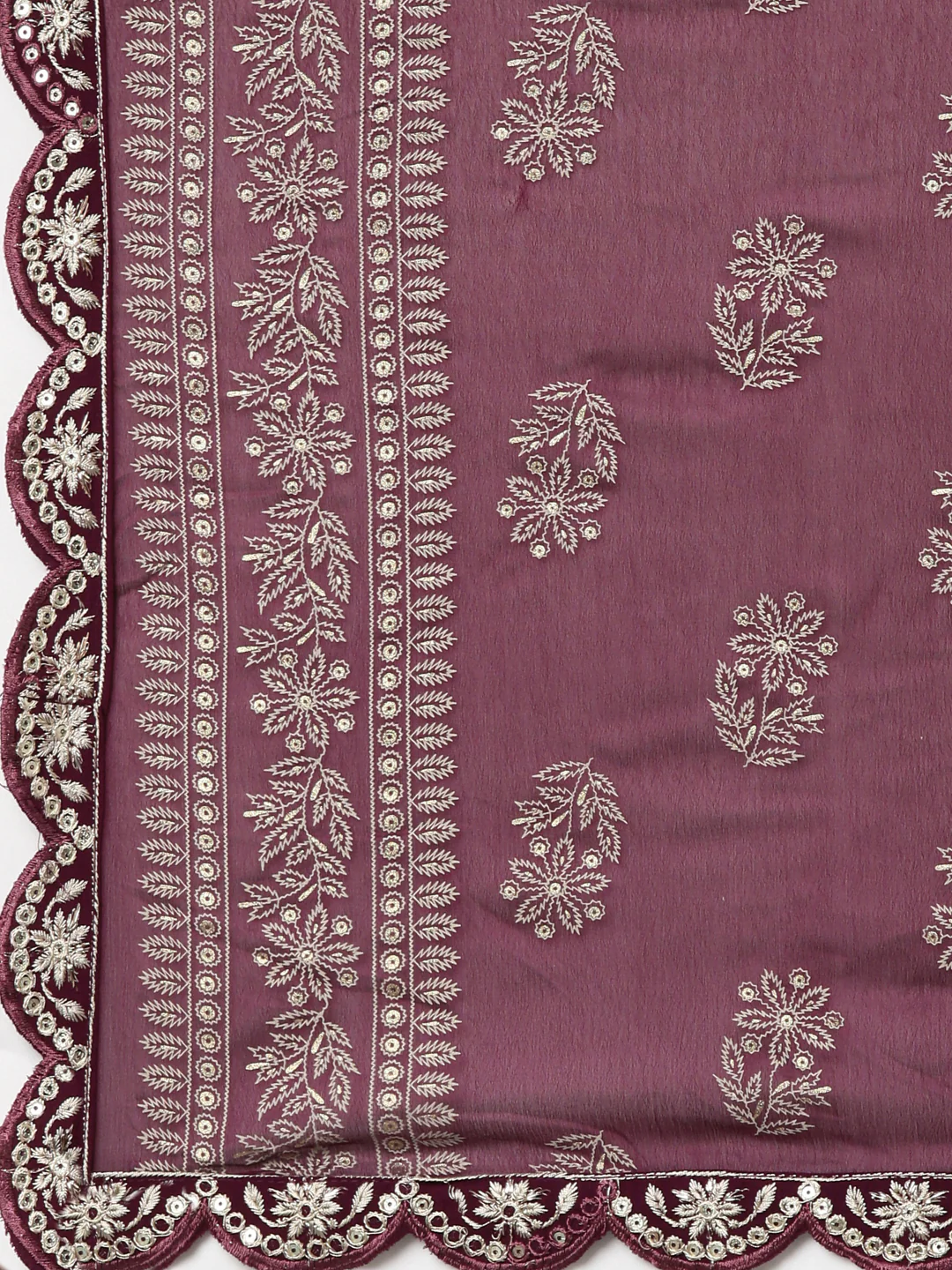 Neerus Purple Regular Straight Solid Kurta And Trousers With Dupatta - Image 7