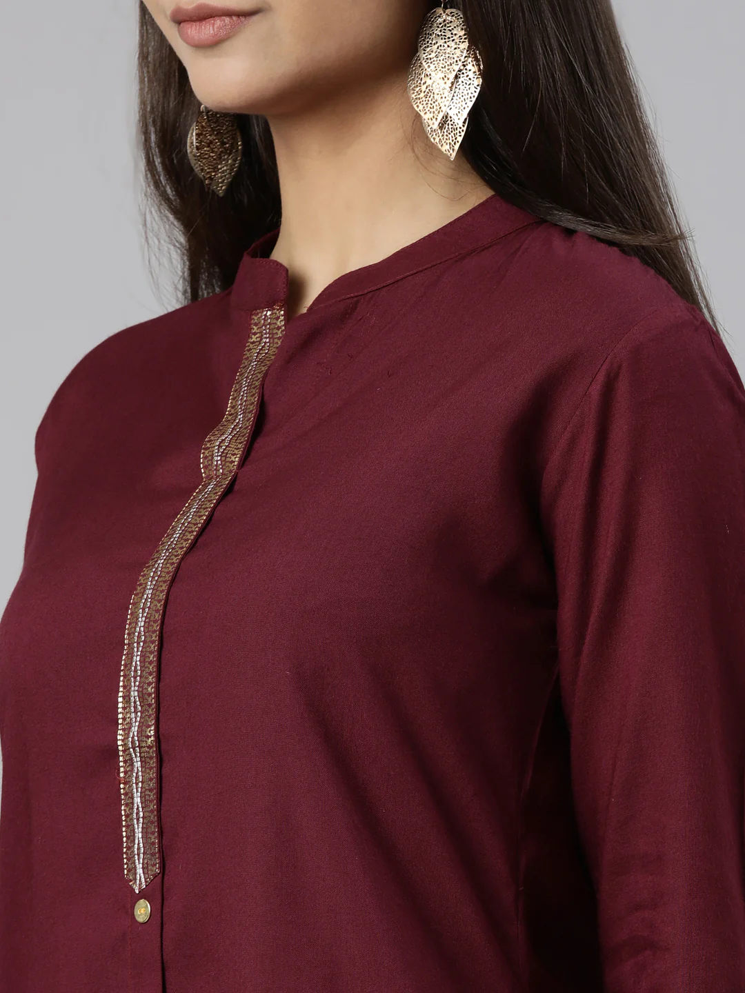 Neerus Purple Regular Straight Solid Kurta - Image 4