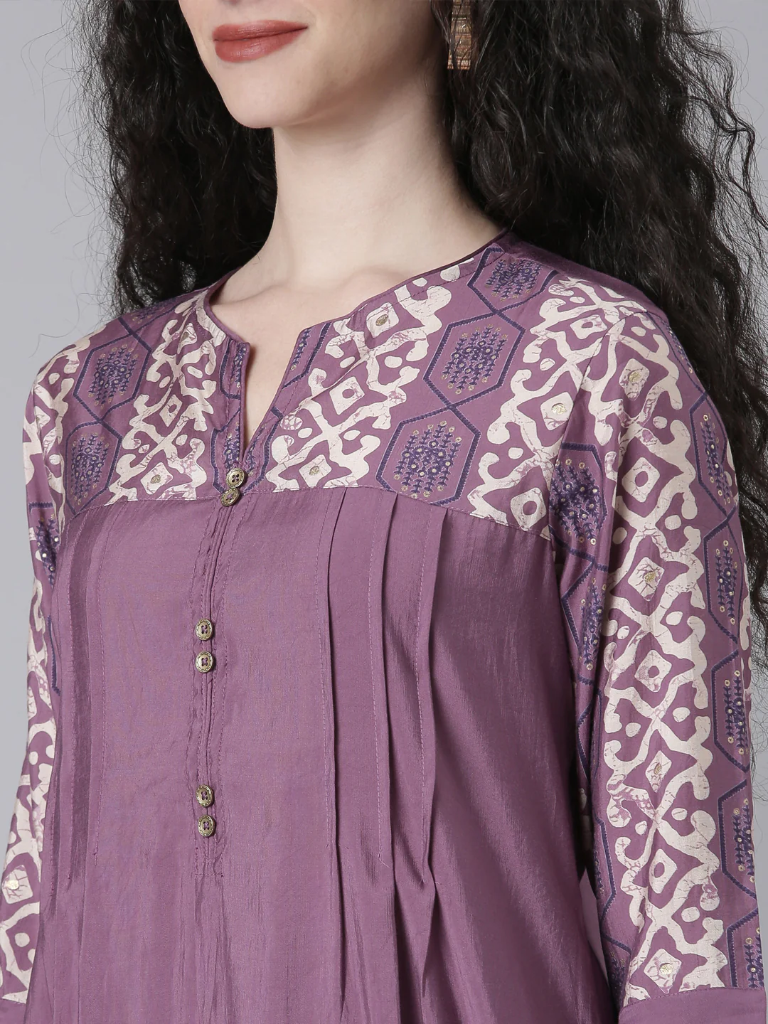 Neerus Purple Solid Straight Kurta and Palazzos - Image 4