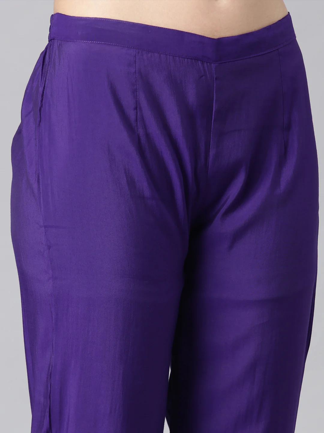Neerus Purple Solid Straight Kurta and Trousers With Dupatta - Image 7