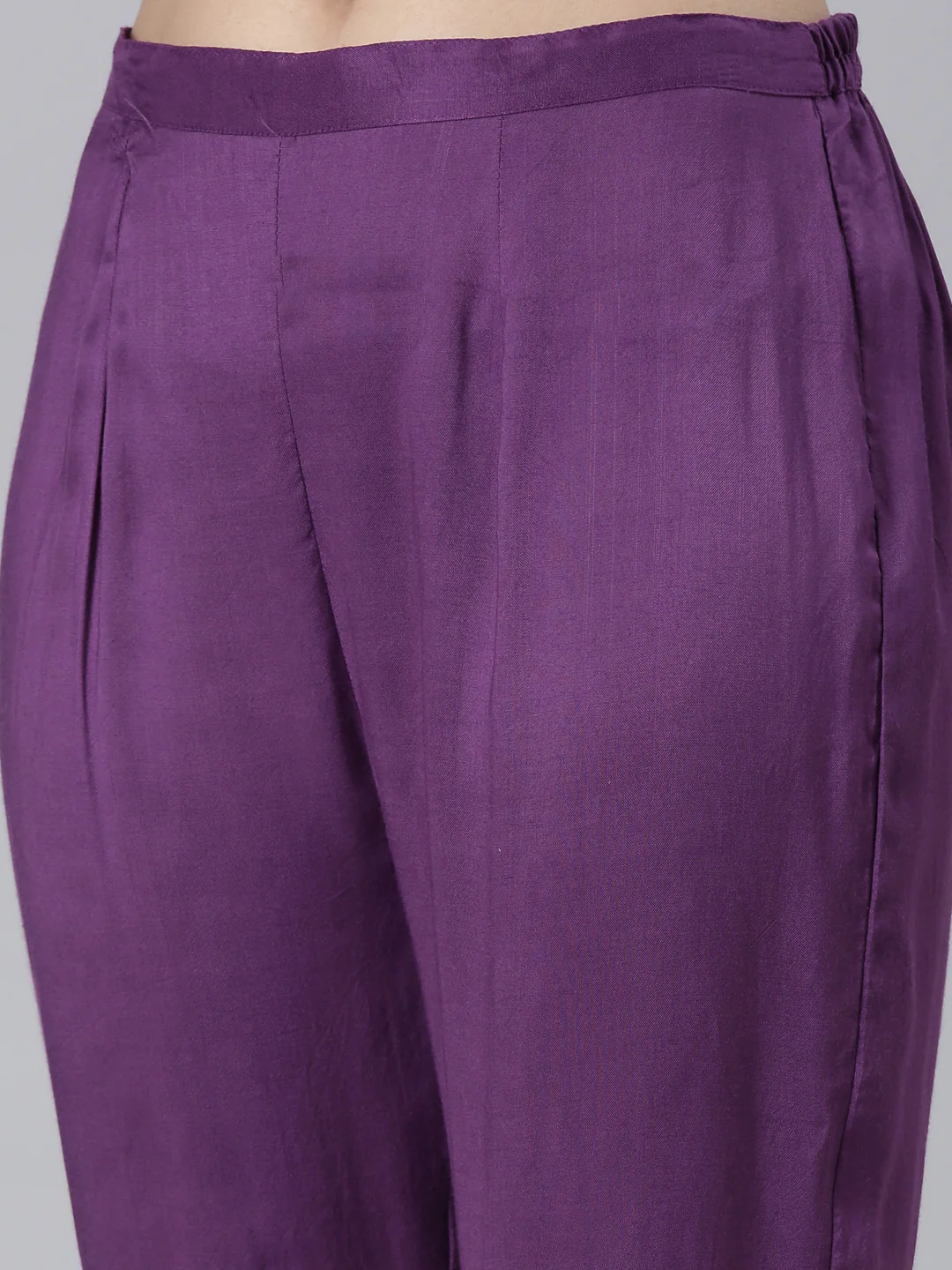 Neerus Purple Solid Straight Kurta and Trousers With Dupatta - Image 6