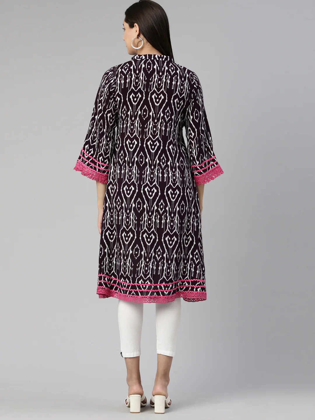 Neerus Purple Straight Straight Cotton Kurta - Image 3