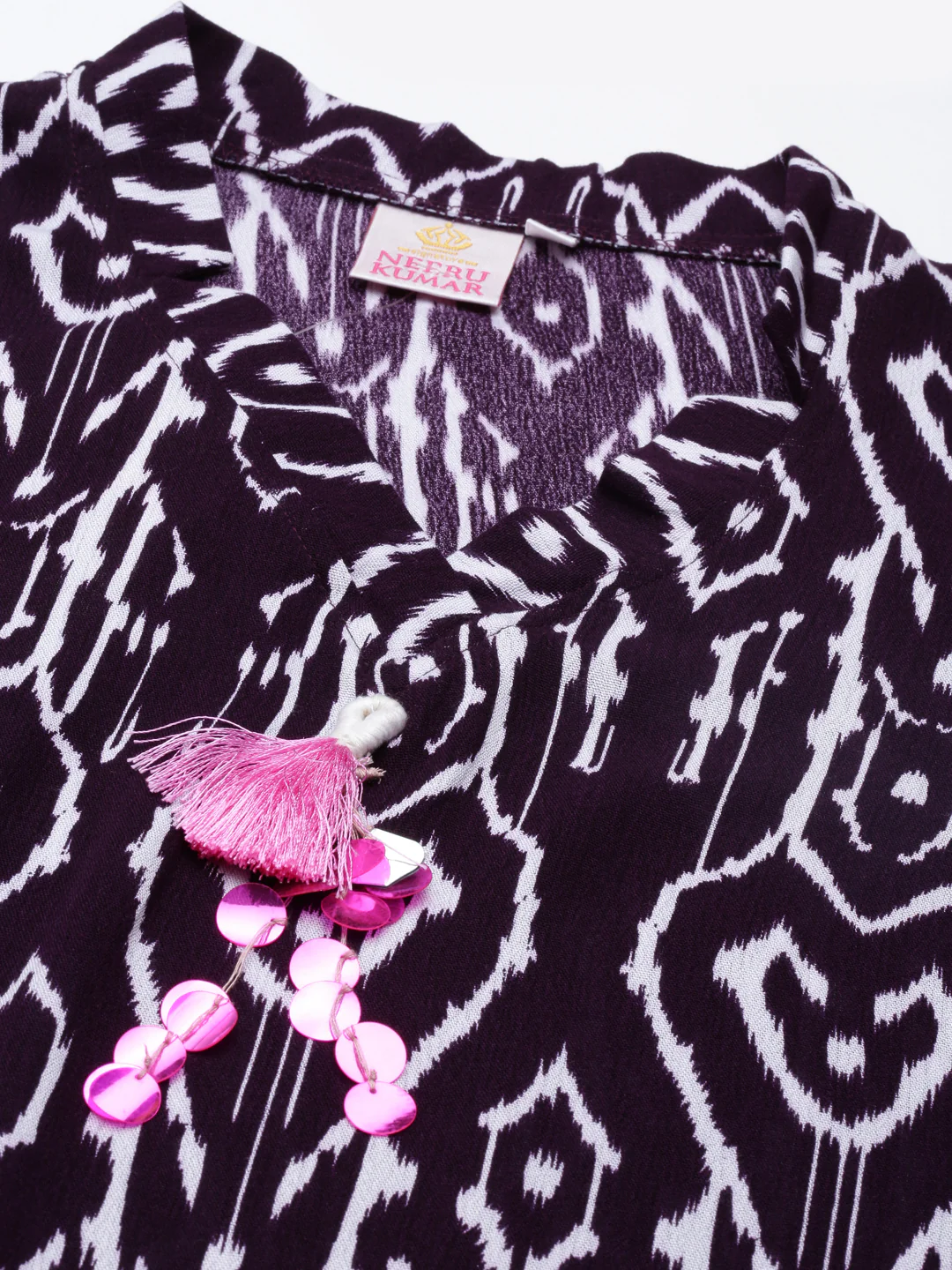 Neerus Purple Straight Straight Cotton Kurta - Image 6
