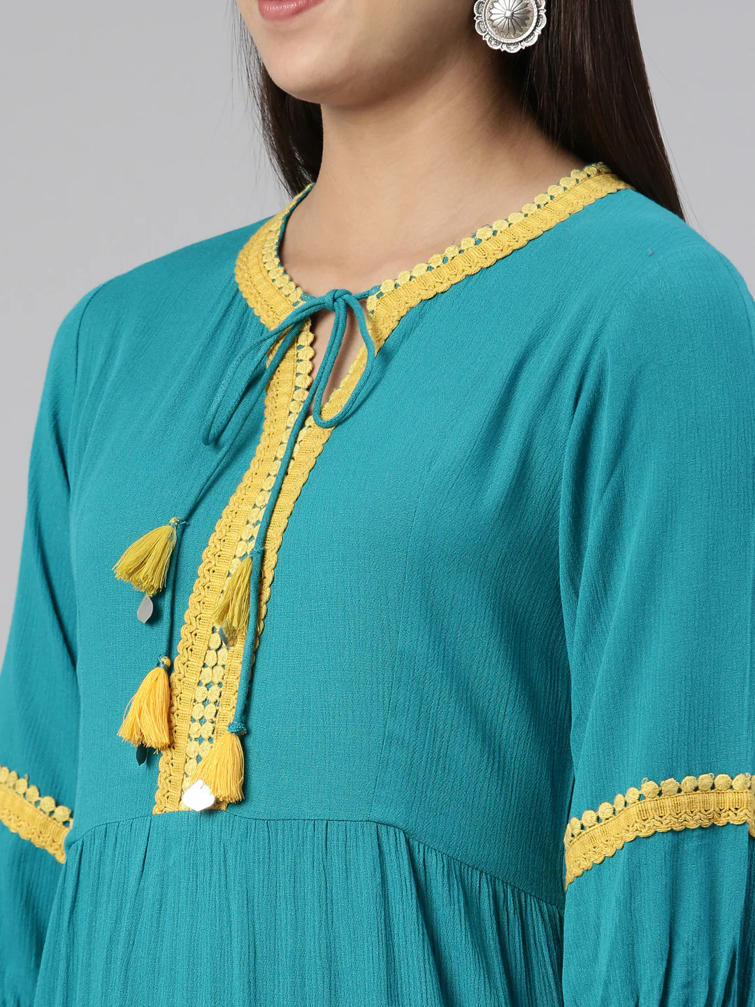 Neerus Rama Anarkali Straight Cotton Silk Kurta - Image 4