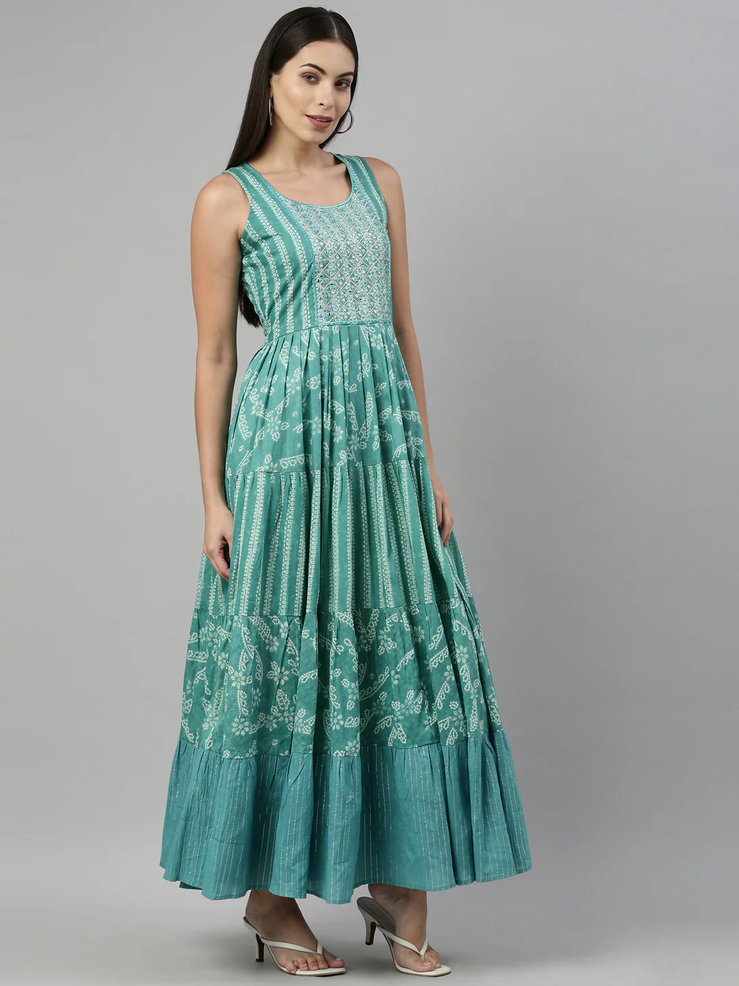Neerus Rama Color Cotton Fabric Kurta - Image 3