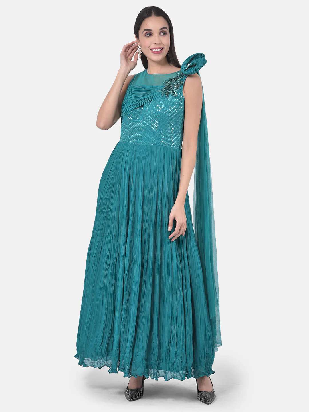 Neerus Rama Color Georgette Fabric Gown - Image 6