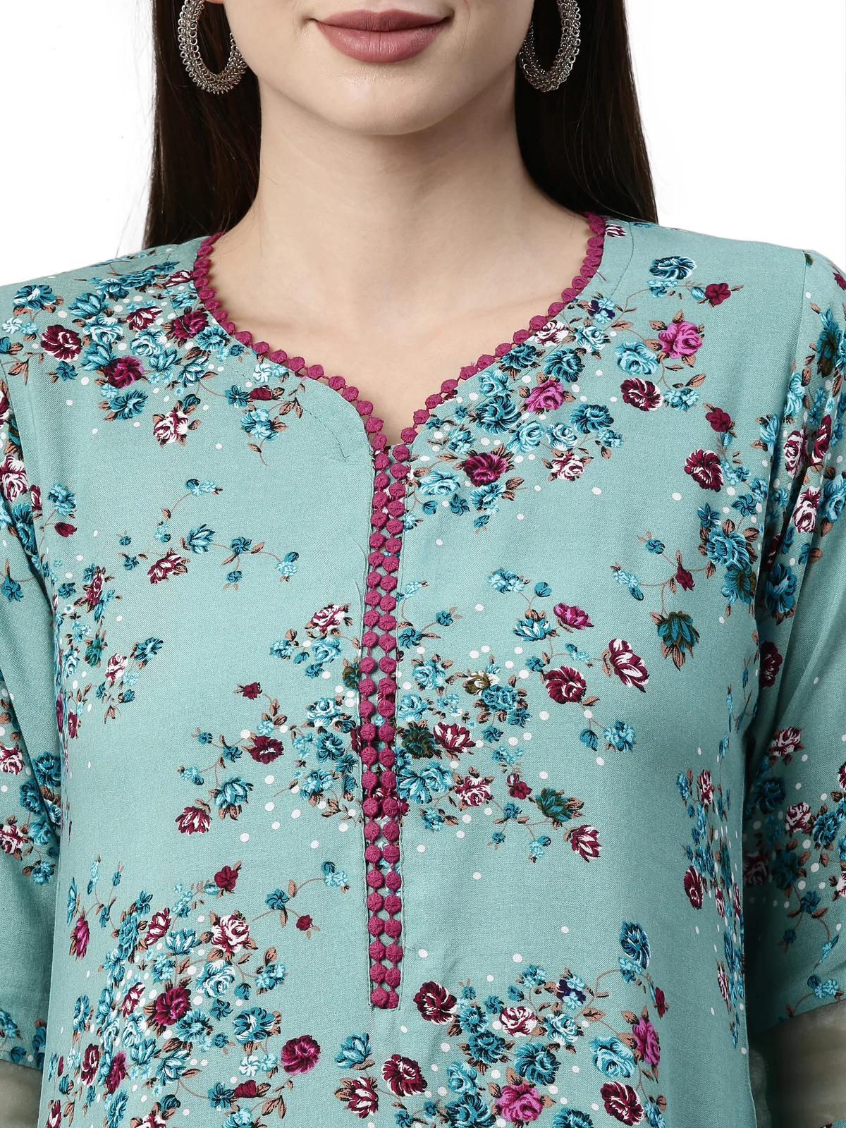 Neerus Rama Color Rayon Fabric Kurta - Image 2