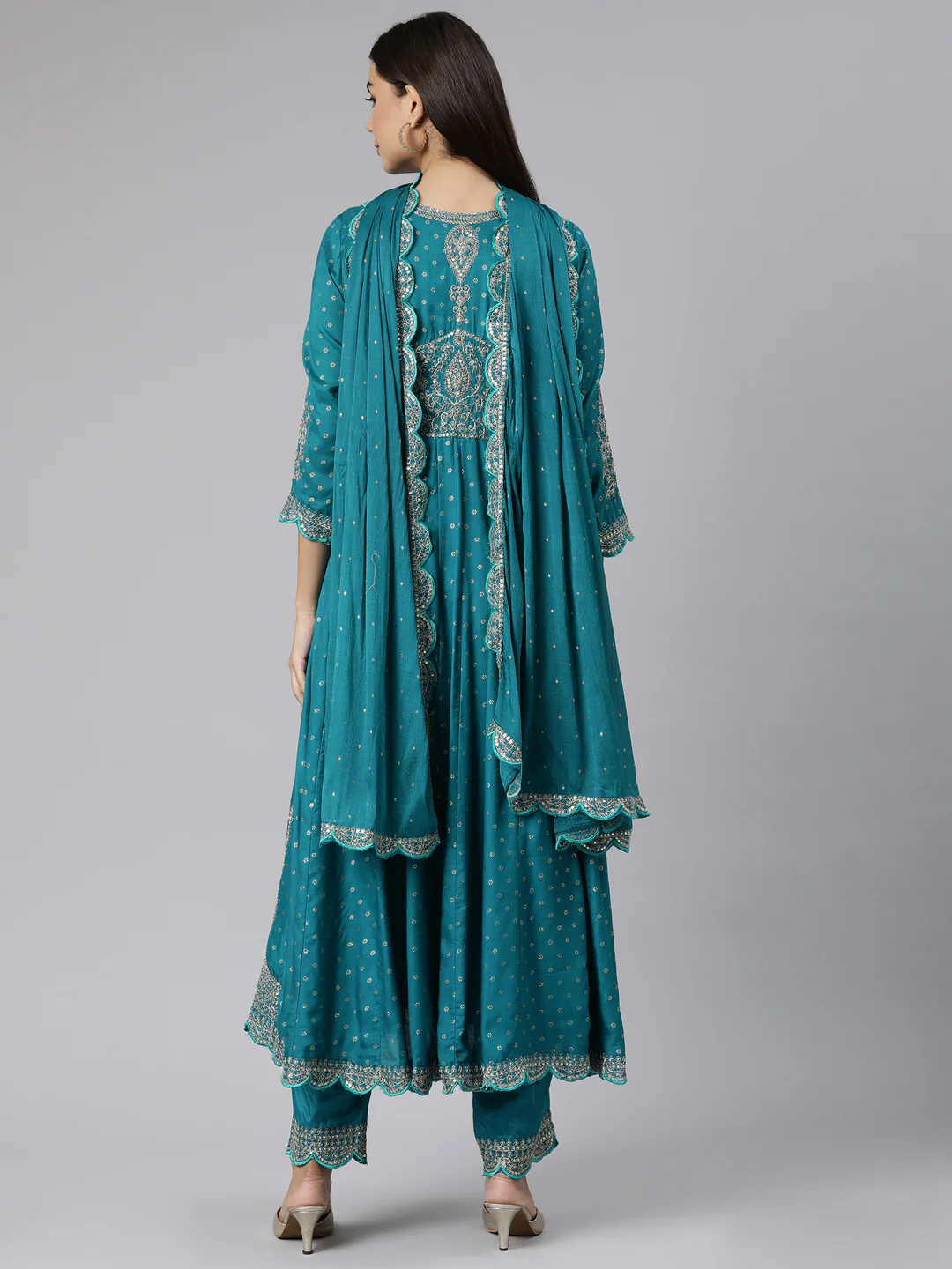 Neerus RAMA Regular Straight Floral Kurta And Trousers With Dupatta - Image 3