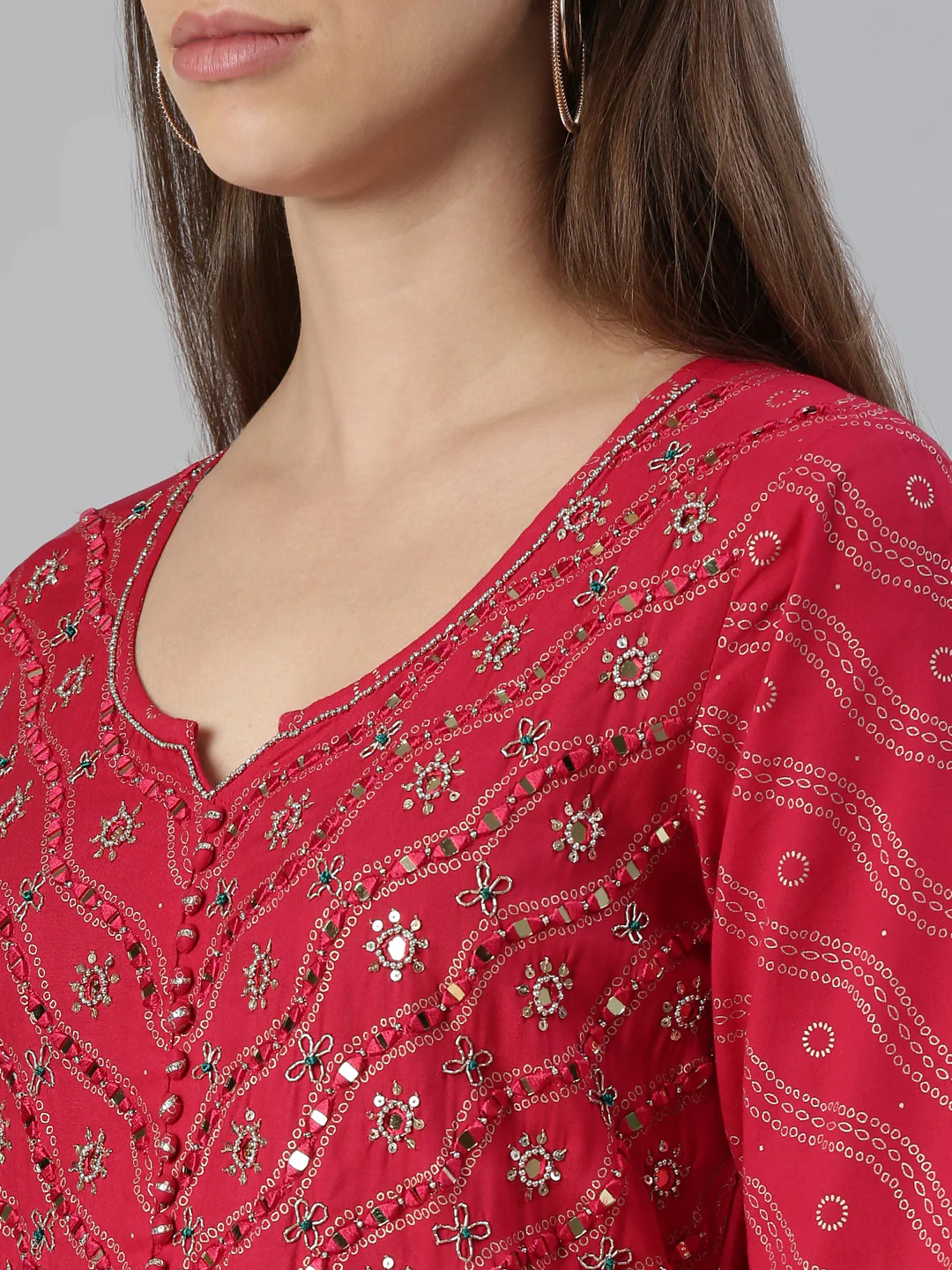 Neerus Rani Anarkali Printed Viscose Rayon Kurta - Image 4