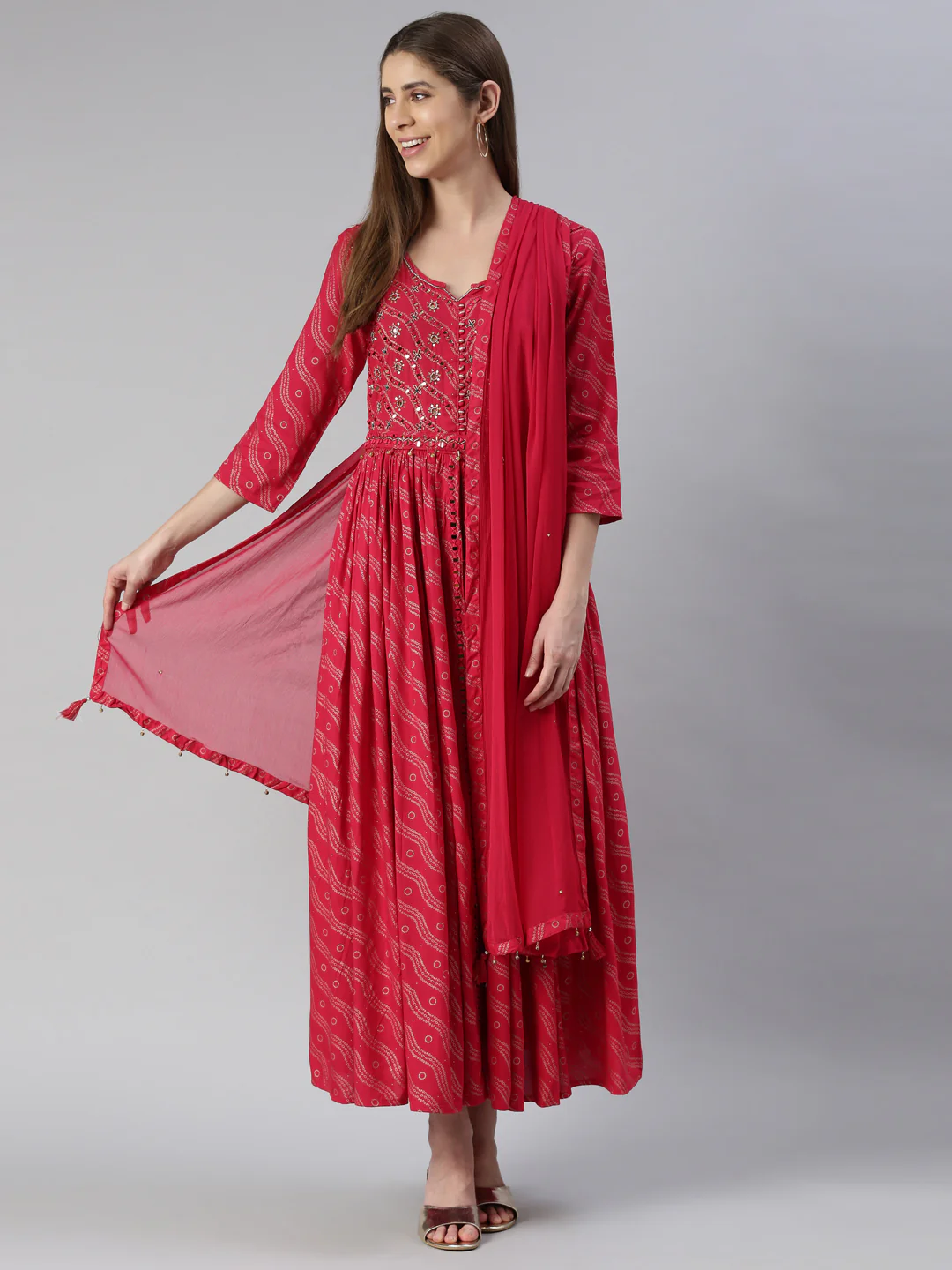 Neerus Rani Anarkali Printed Viscose Rayon Kurta - Image 6