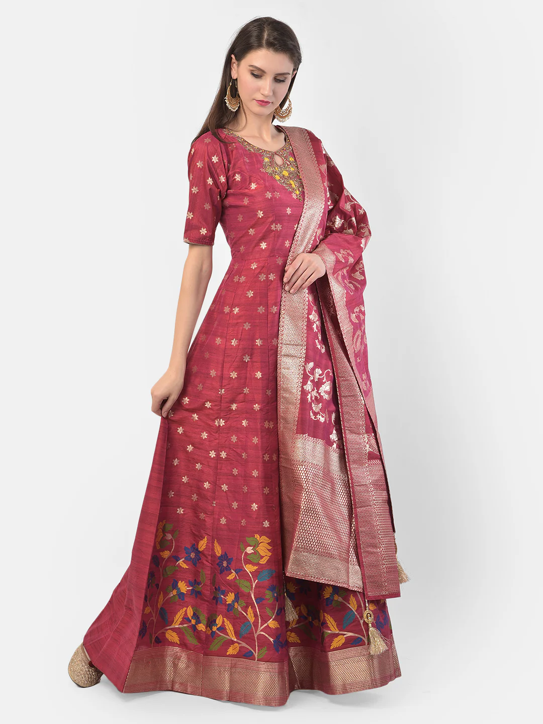 Neerus Rani Color Silk Fabric Suit-Anarkali - Image 2