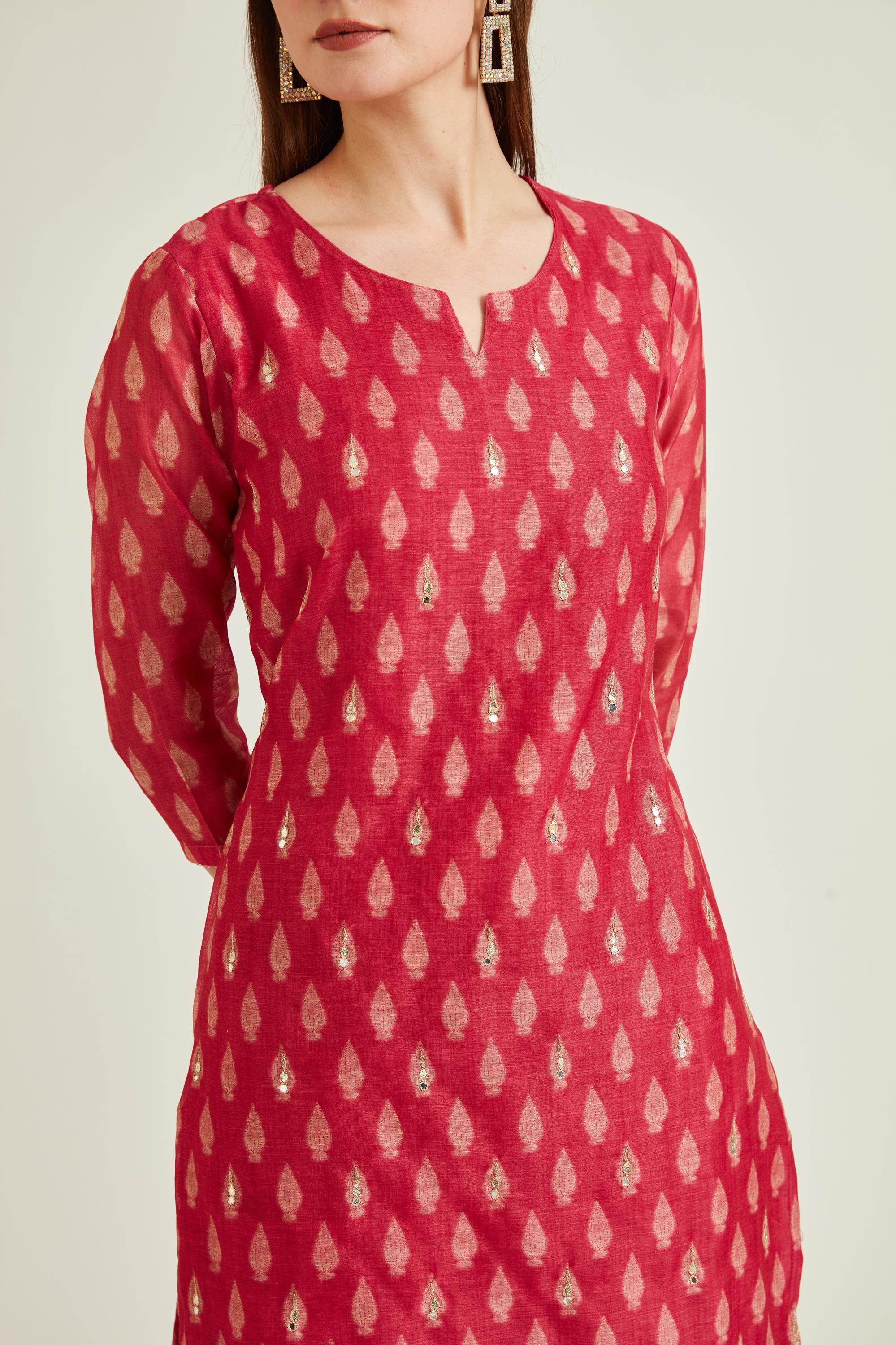 Neerus Rani Colour Banaras Fabric Suit - Image 5
