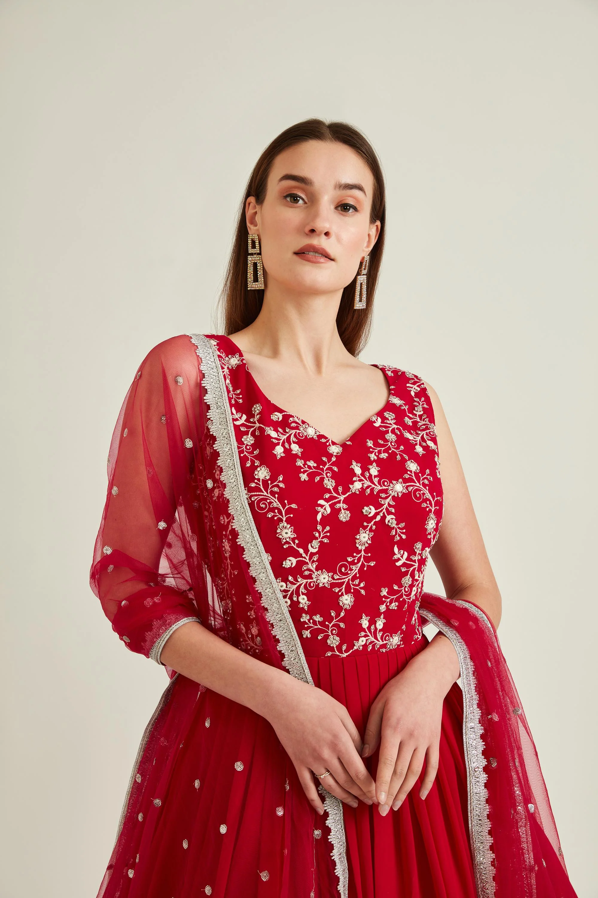 Neerus Rani Colour Georgette Fabric Gown - Image 5