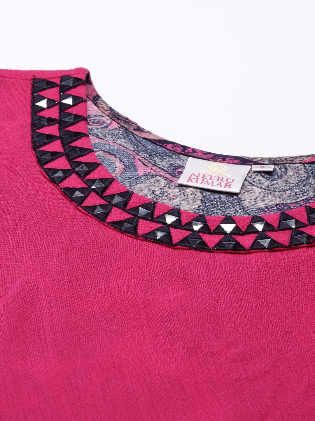 Neerus Rani Pink Color Chiffon Fabric Kurta - Image 5