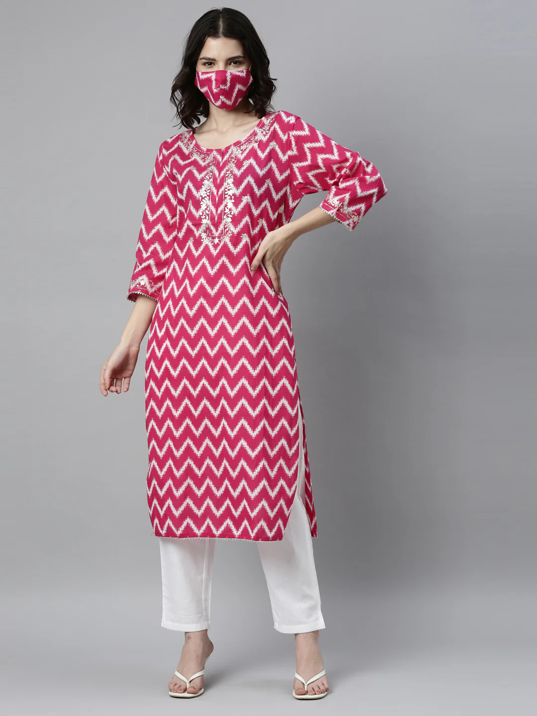Neerus Rani Pink Color Cotton Fabric Kurta - Image 9