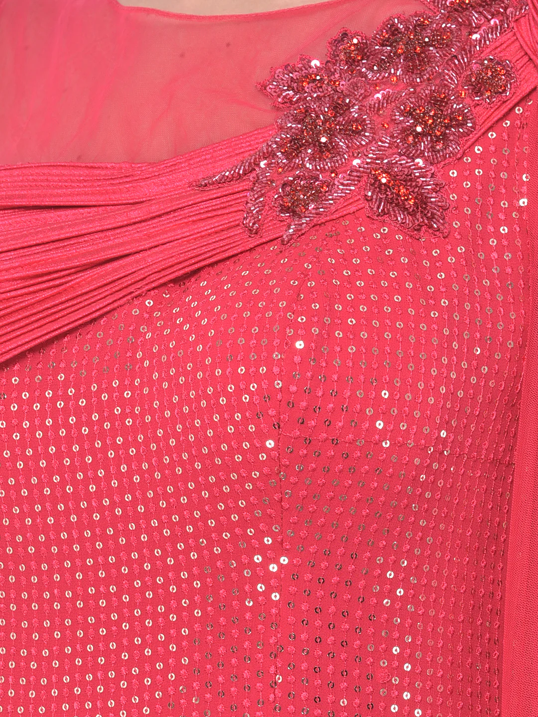 Neerus Rani Pink Color Georgette Fabric Gown - Image 4