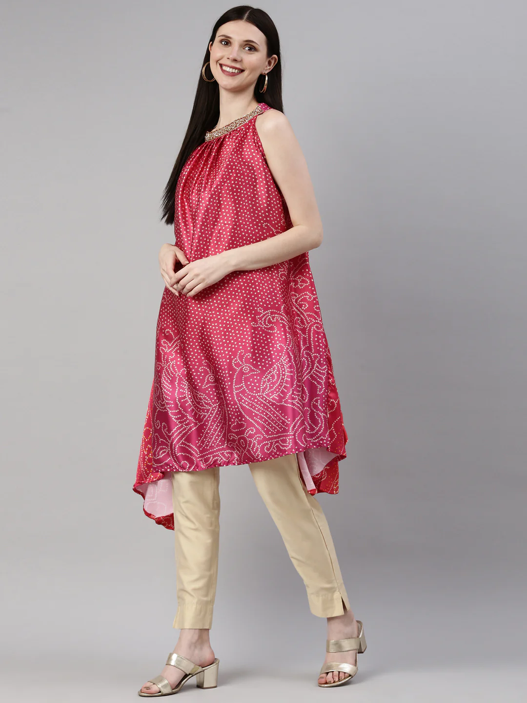 Neerus Rani Pink Color Satin Fabric Kurta - Image 6