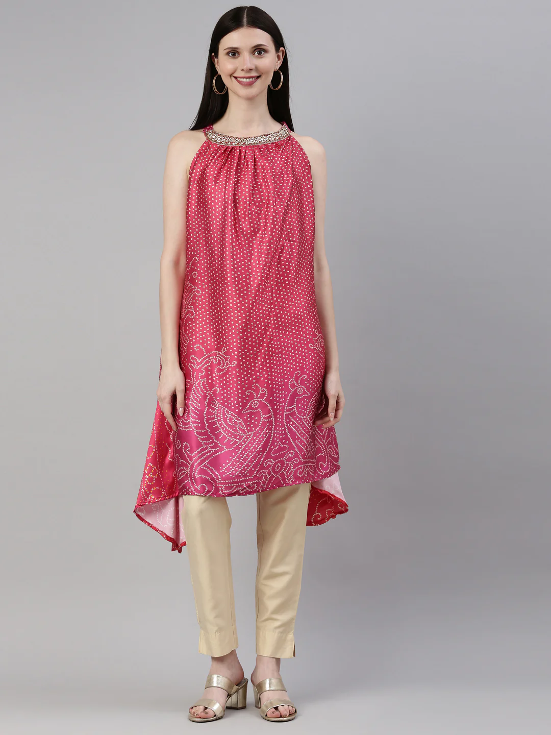 Neerus Rani Pink Color Satin Fabric Kurta - Image 8