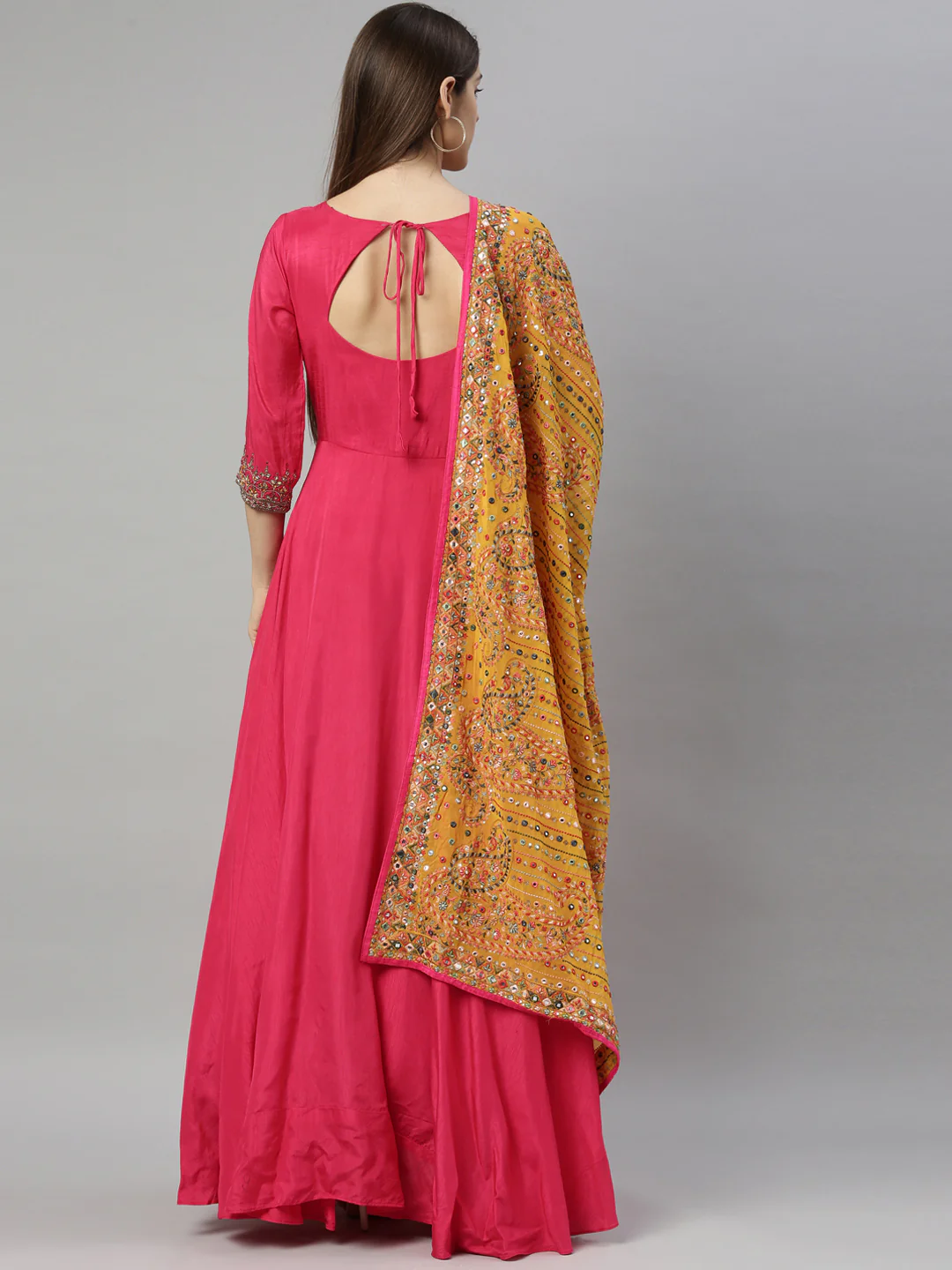 Neerus Rani Pink Color Silk Fabric Suit-Anarkali - Image 7